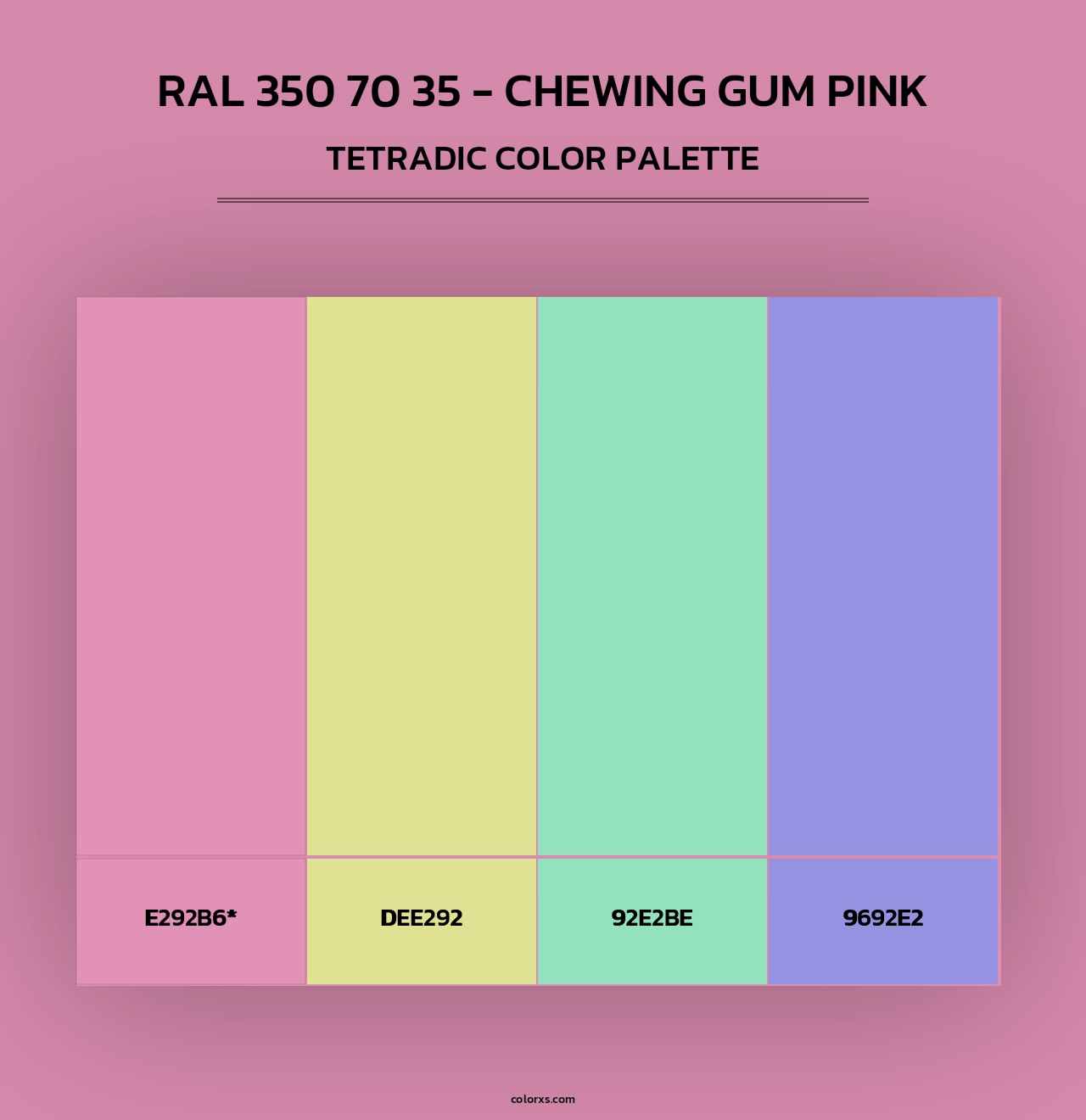 RAL 350 70 35 - Chewing Gum Pink - Tetradic Color Palette