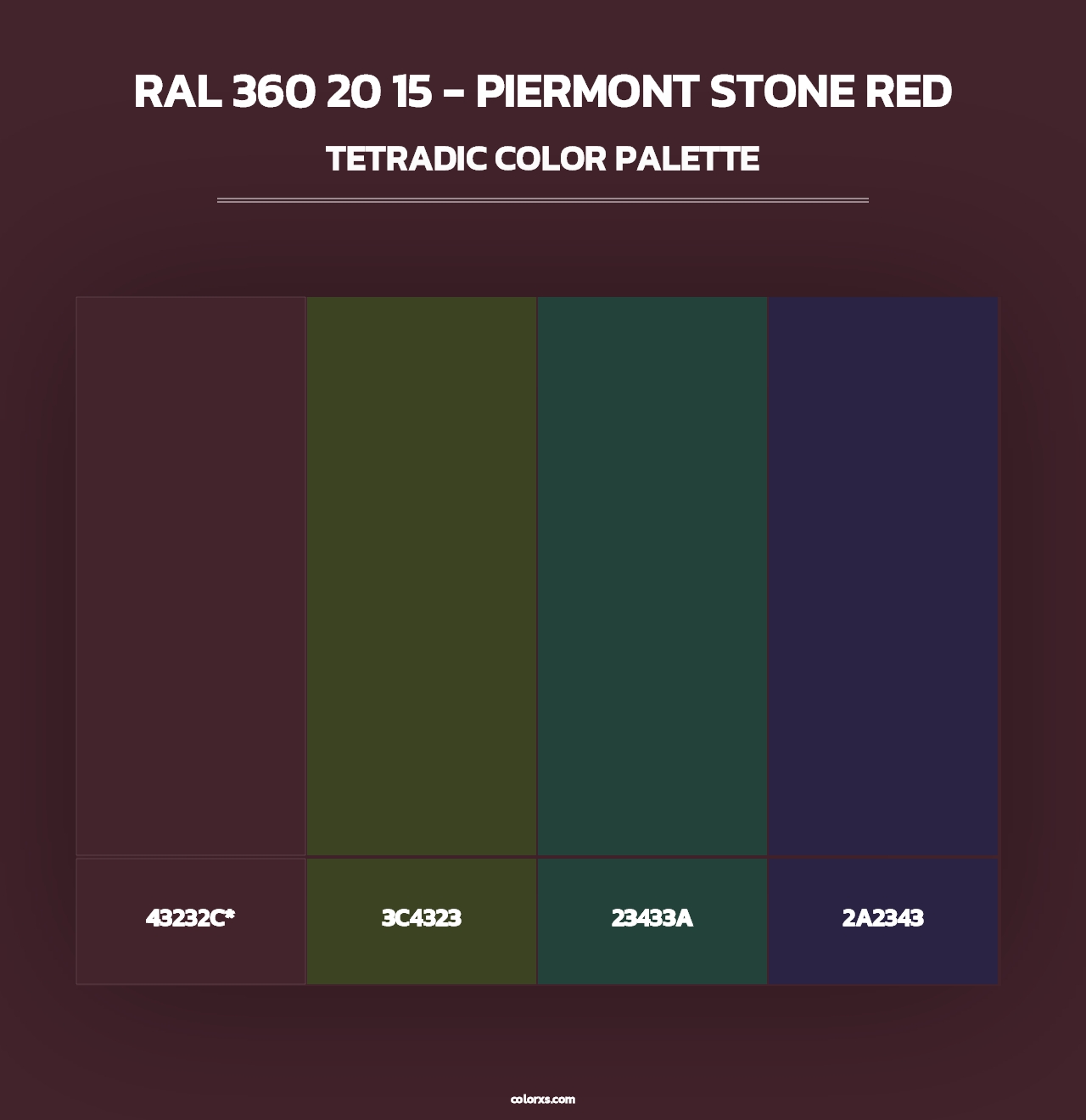 RAL 360 20 15 - Piermont Stone Red - Tetradic Color Palette