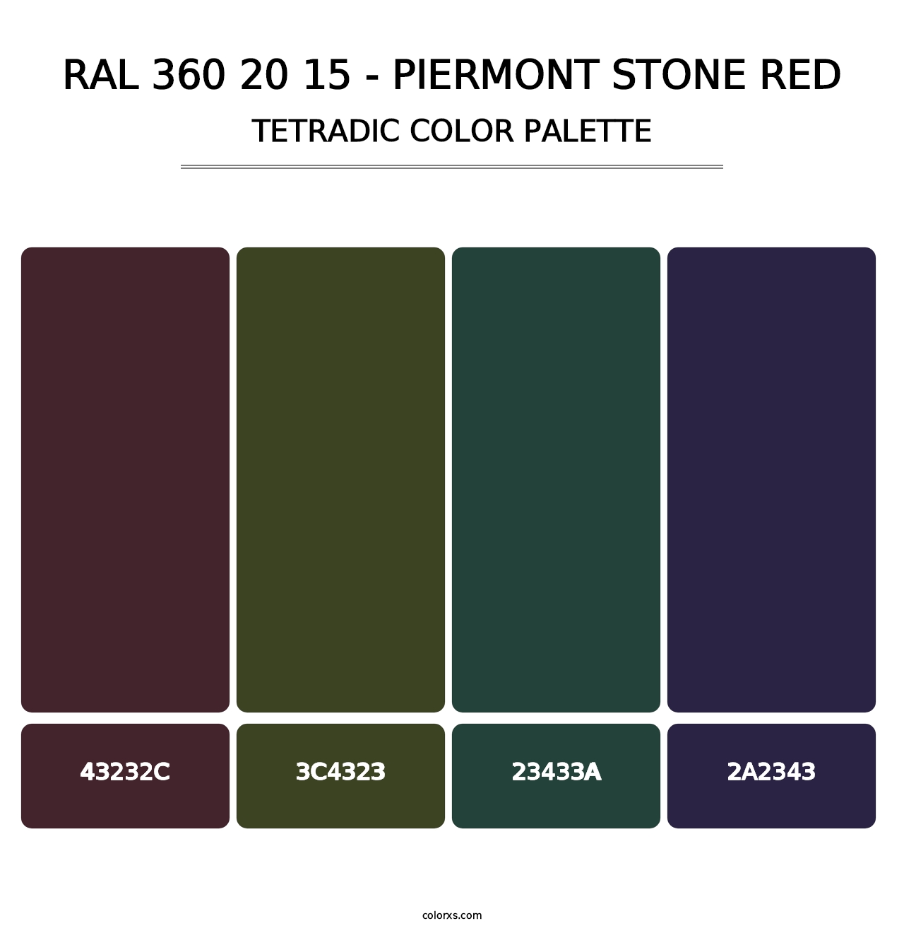 RAL 360 20 15 - Piermont Stone Red - Tetradic Color Palette