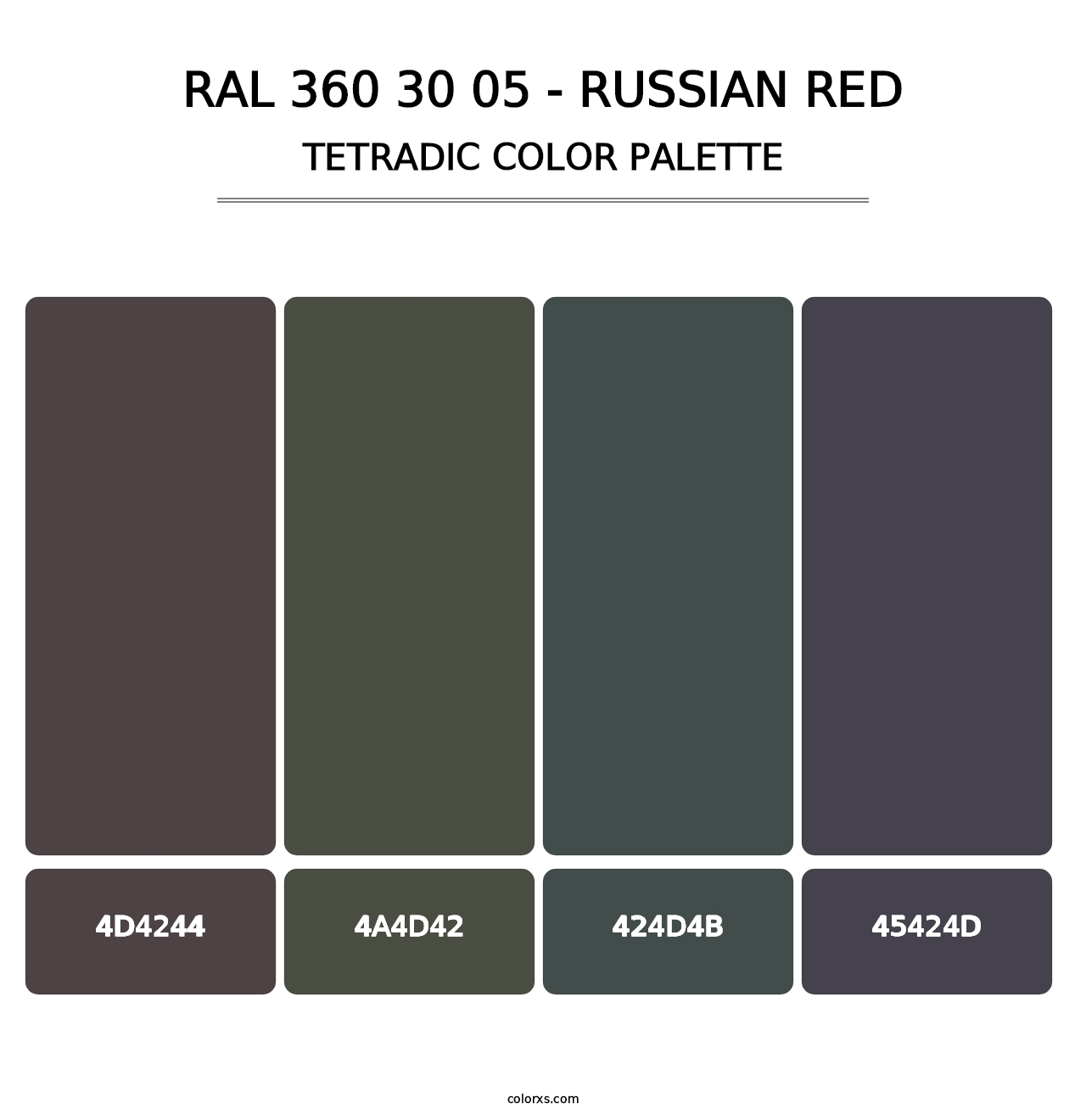 RAL 360 30 05 - Russian Red - Tetradic Color Palette