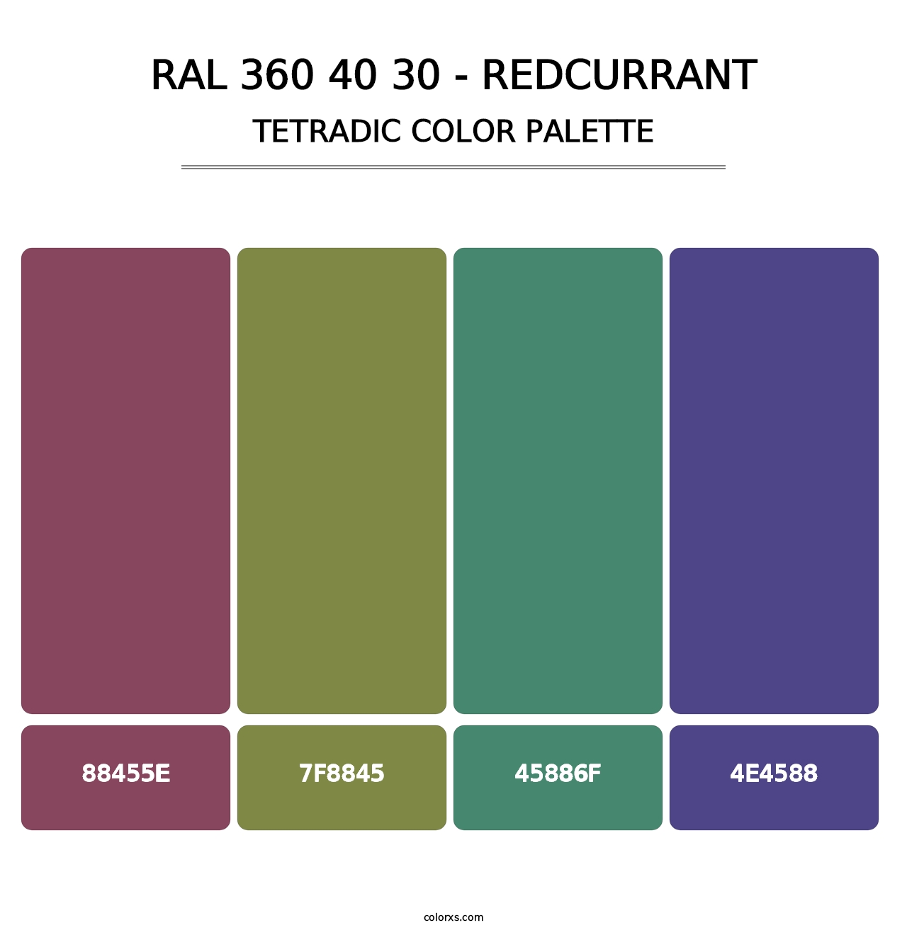 RAL 360 40 30 - Redcurrant - Tetradic Color Palette