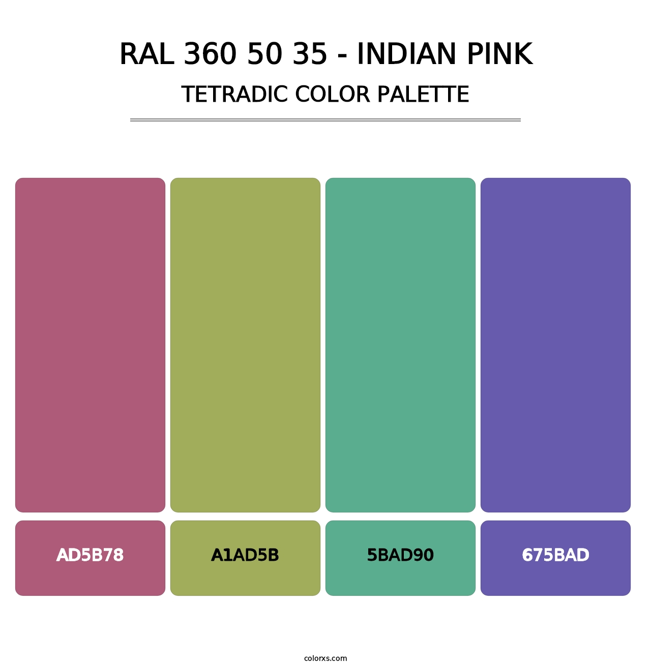 RAL 360 50 35 - Indian Pink - Tetradic Color Palette