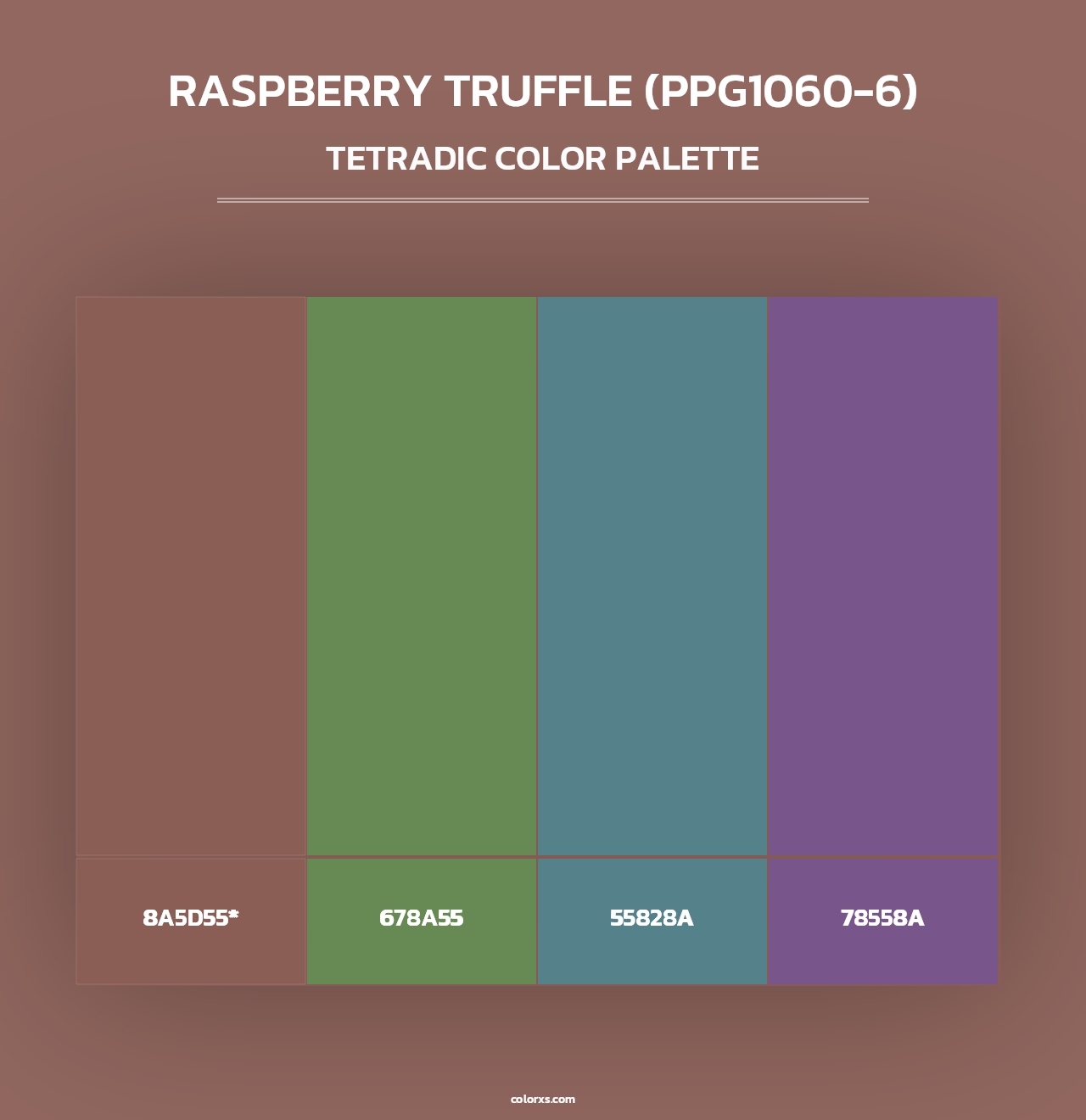 Raspberry Truffle (PPG1060-6) - Tetradic Color Palette