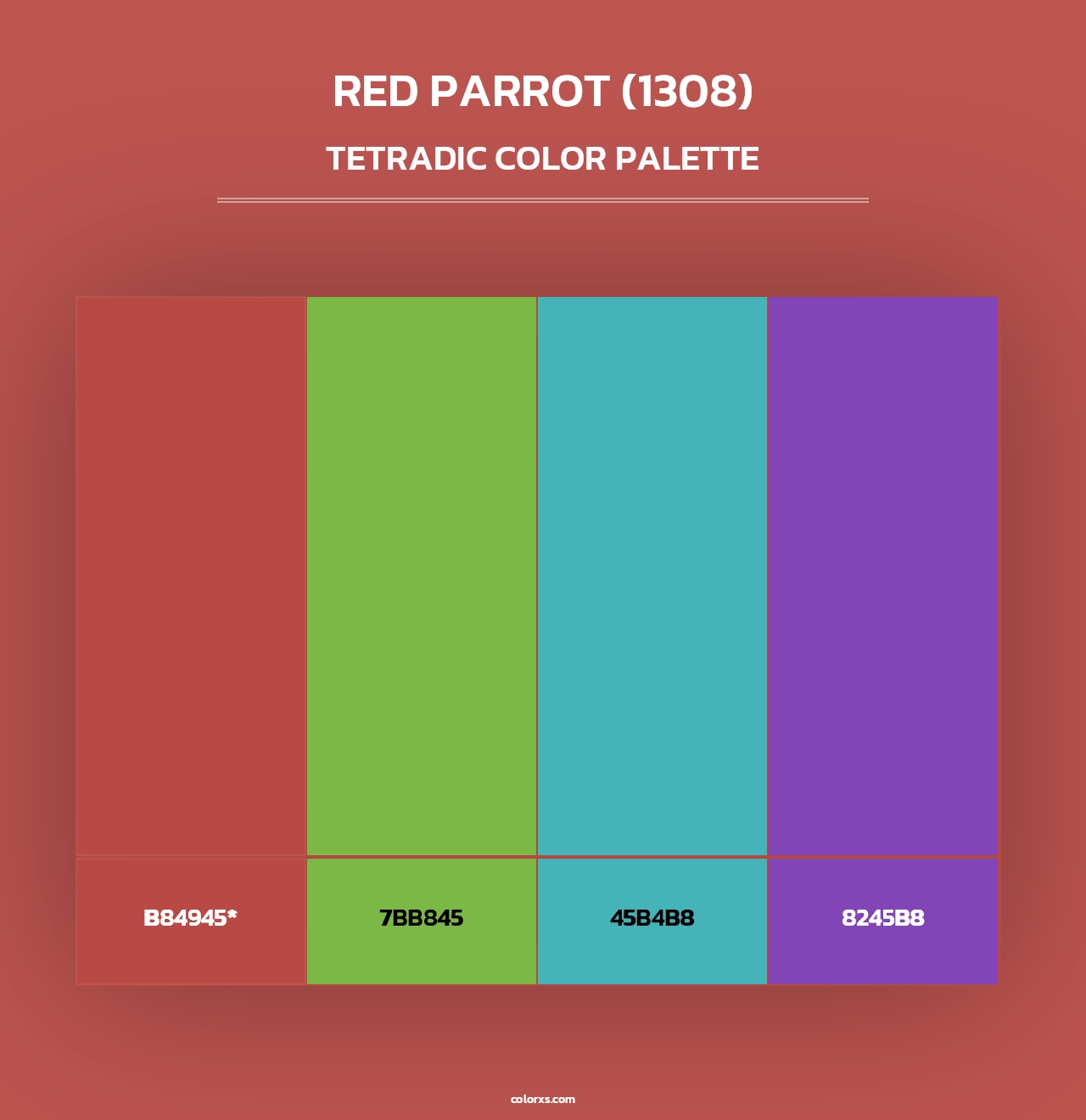 Red Parrot (1308) - Tetradic Color Palette