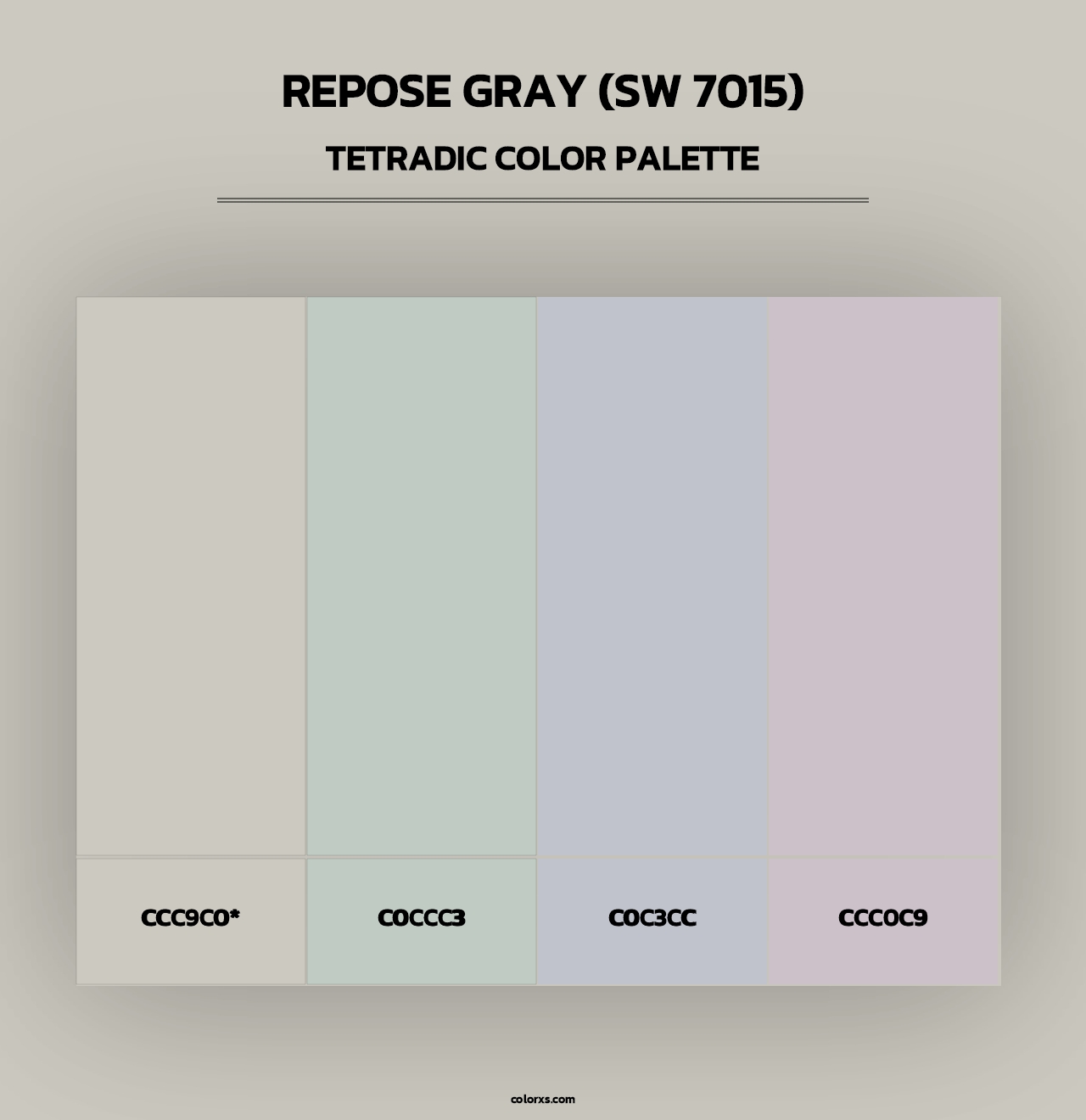 Repose Gray (SW 7015) - Tetradic Color Palette
