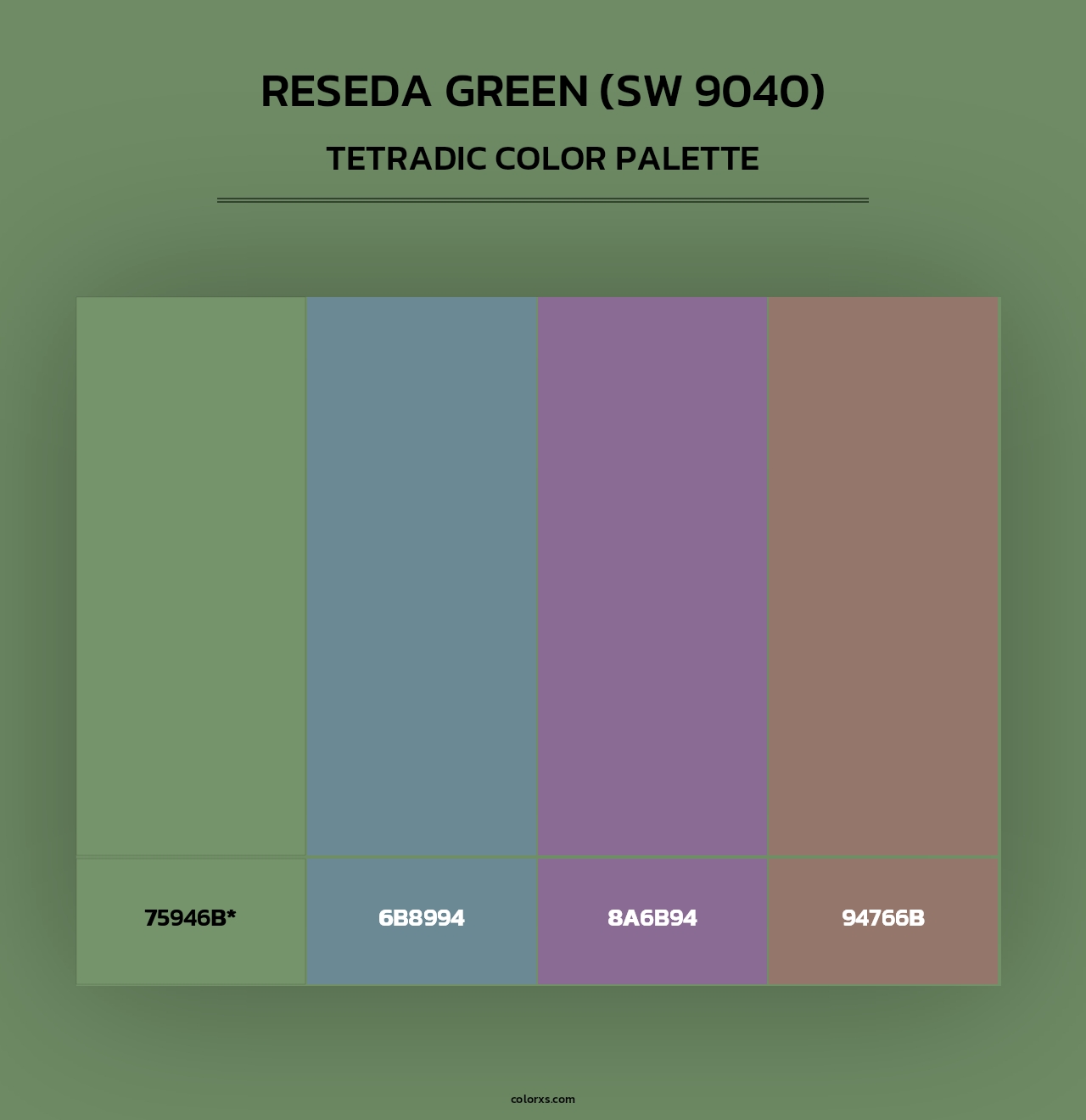 Reseda Green (SW 9040) - Tetradic Color Palette