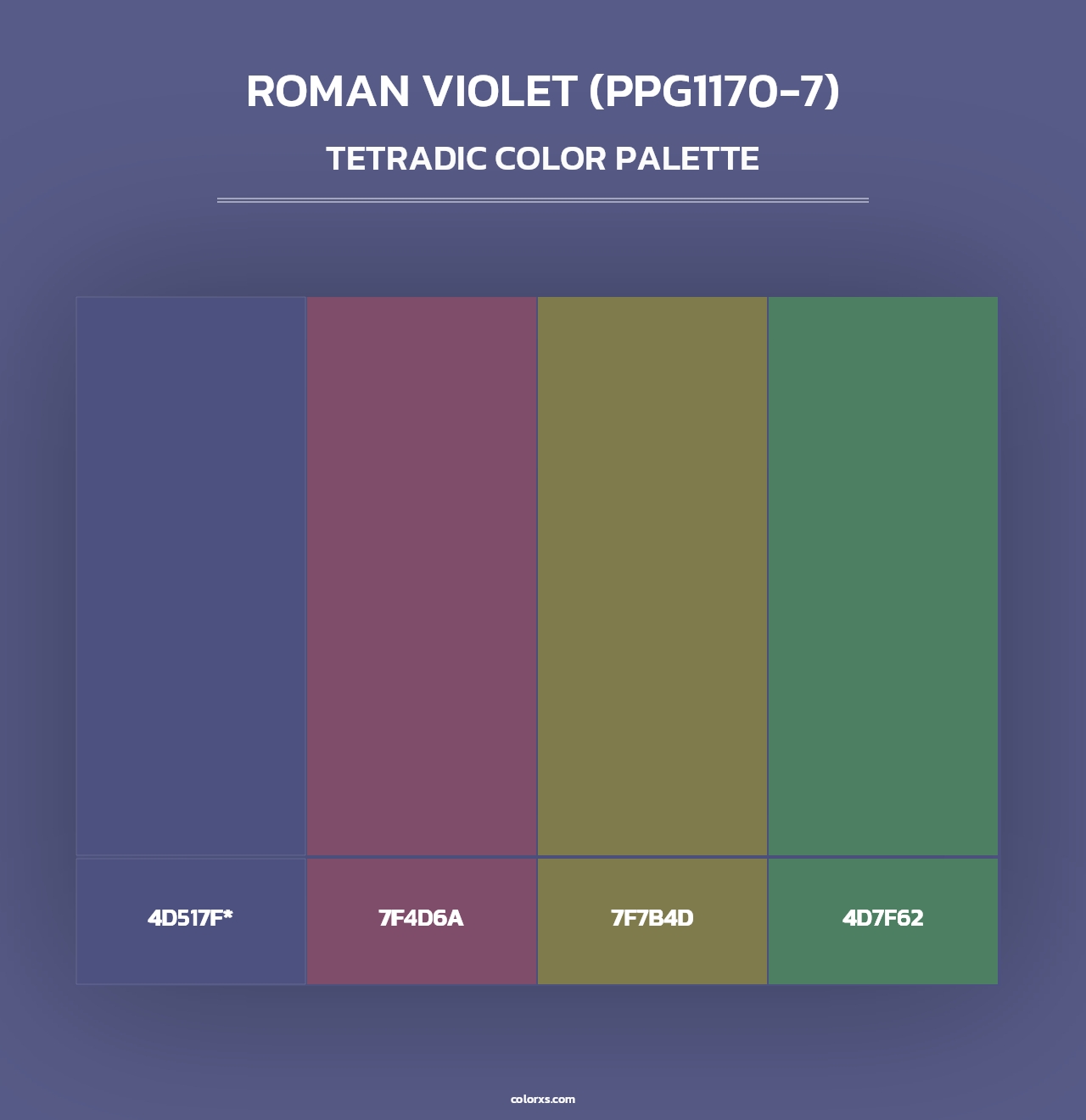 Roman Violet (PPG1170-7) - Tetradic Color Palette