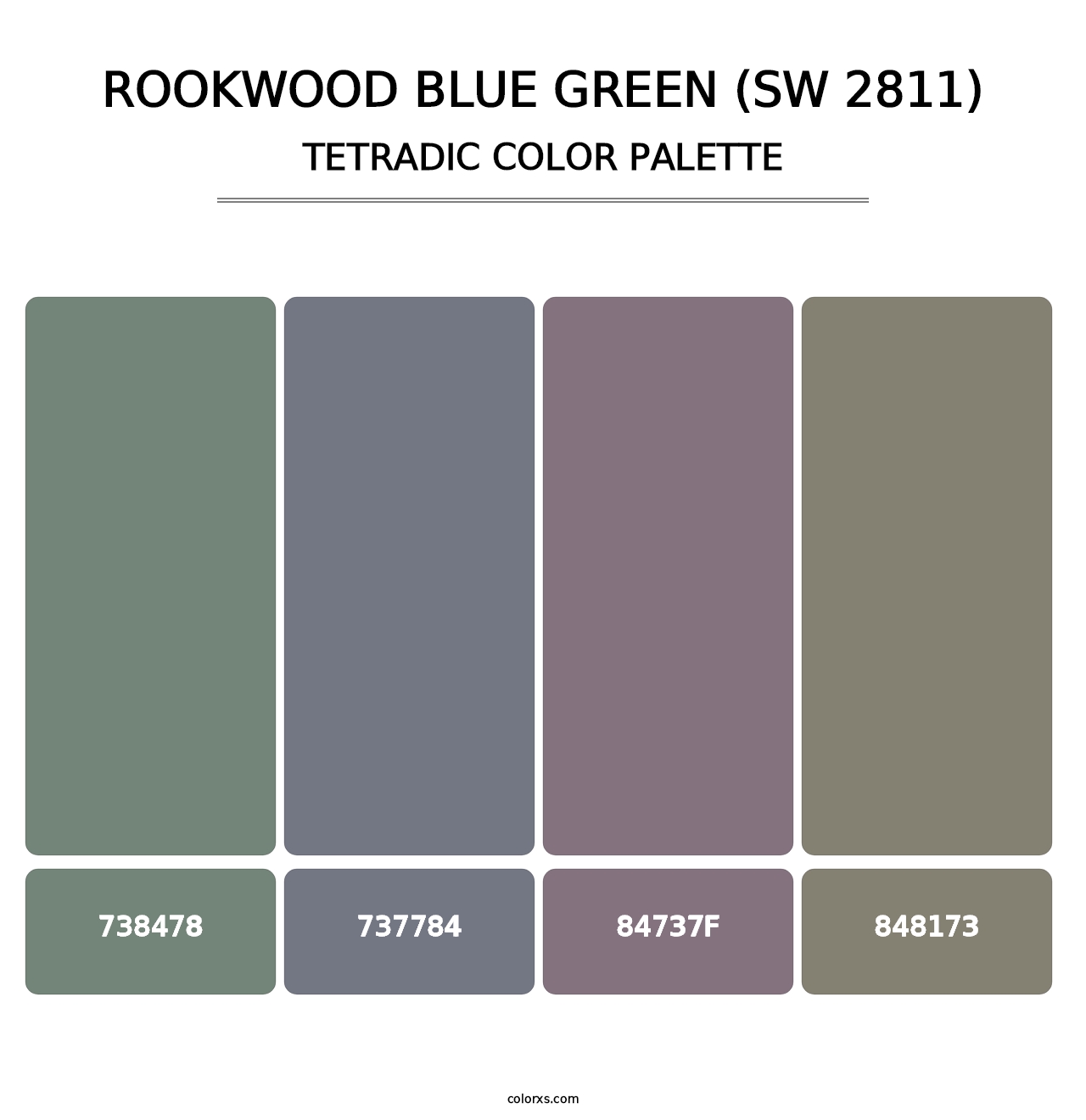 Rookwood Blue Green (SW 2811) - Tetradic Color Palette