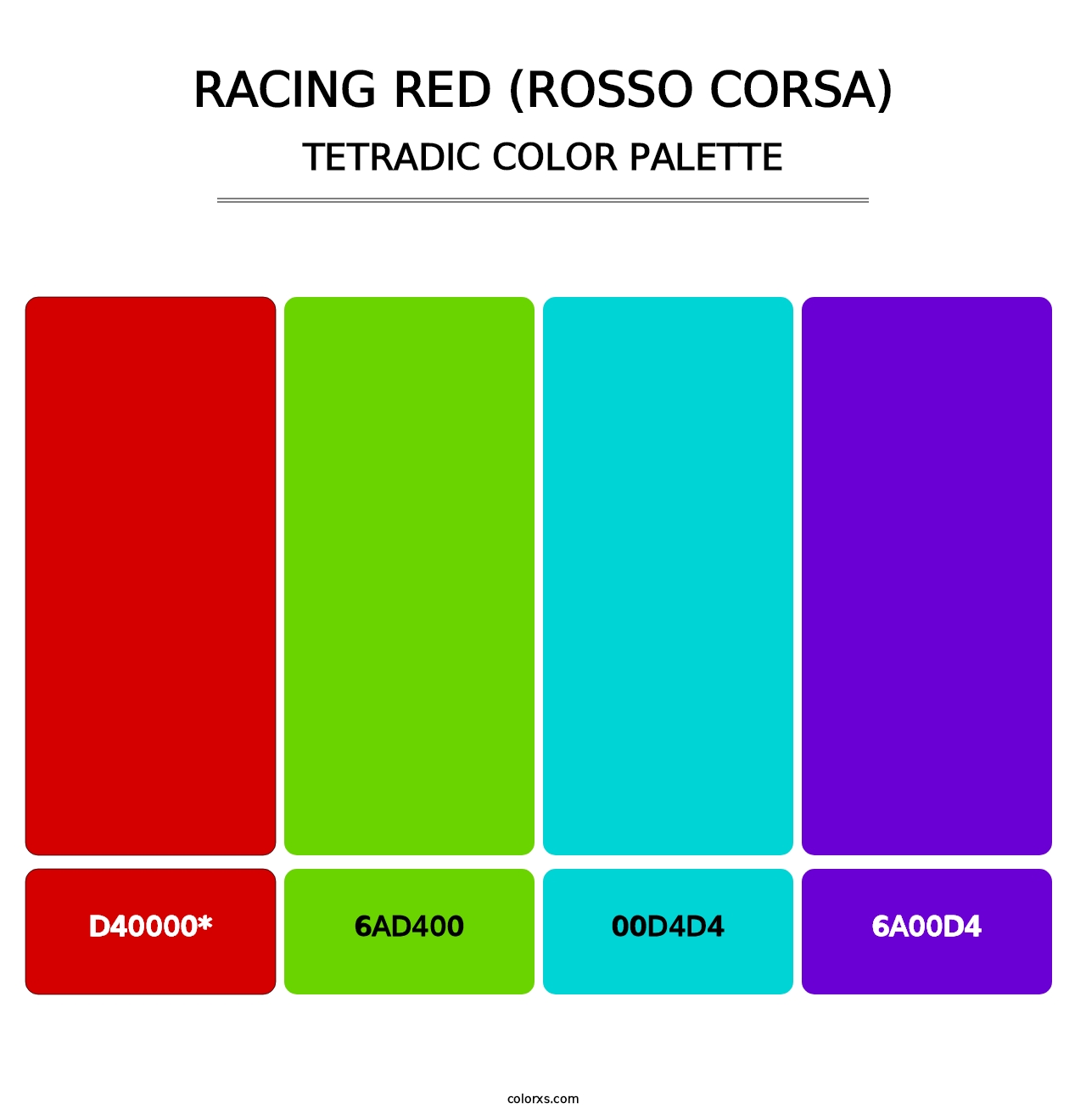 Racing Red (Rosso Corsa) - Tetradic Color Palette