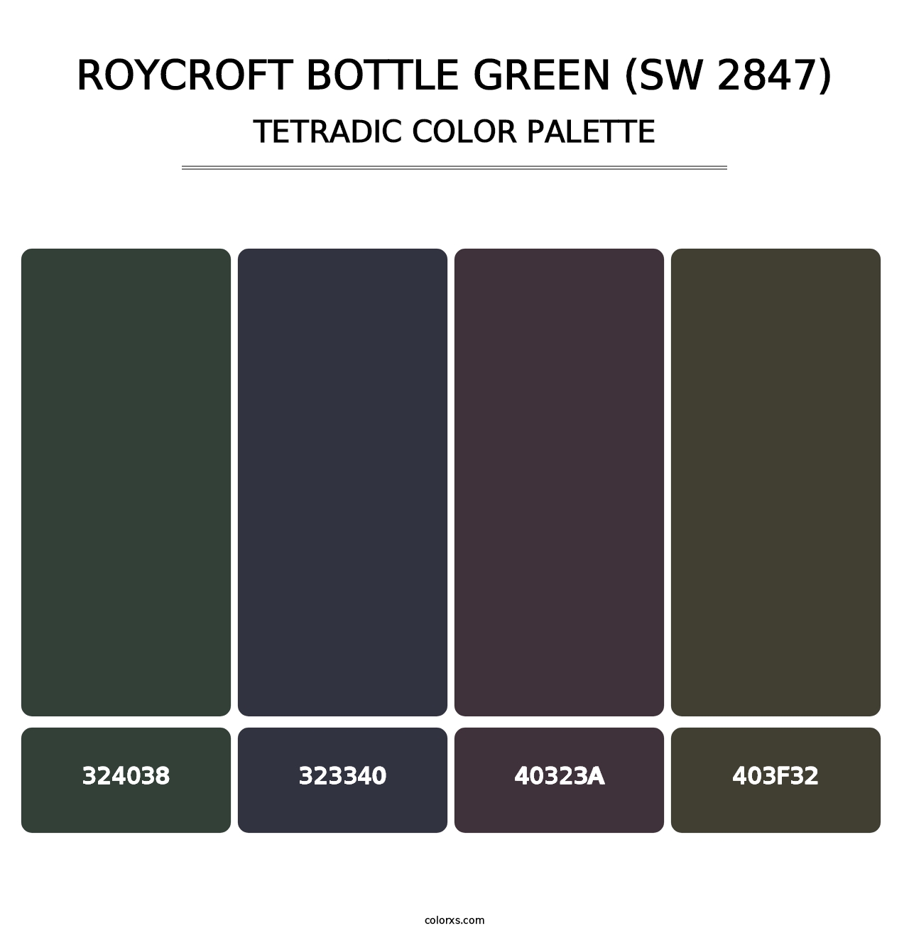 Roycroft Bottle Green (SW 2847) - Tetradic Color Palette