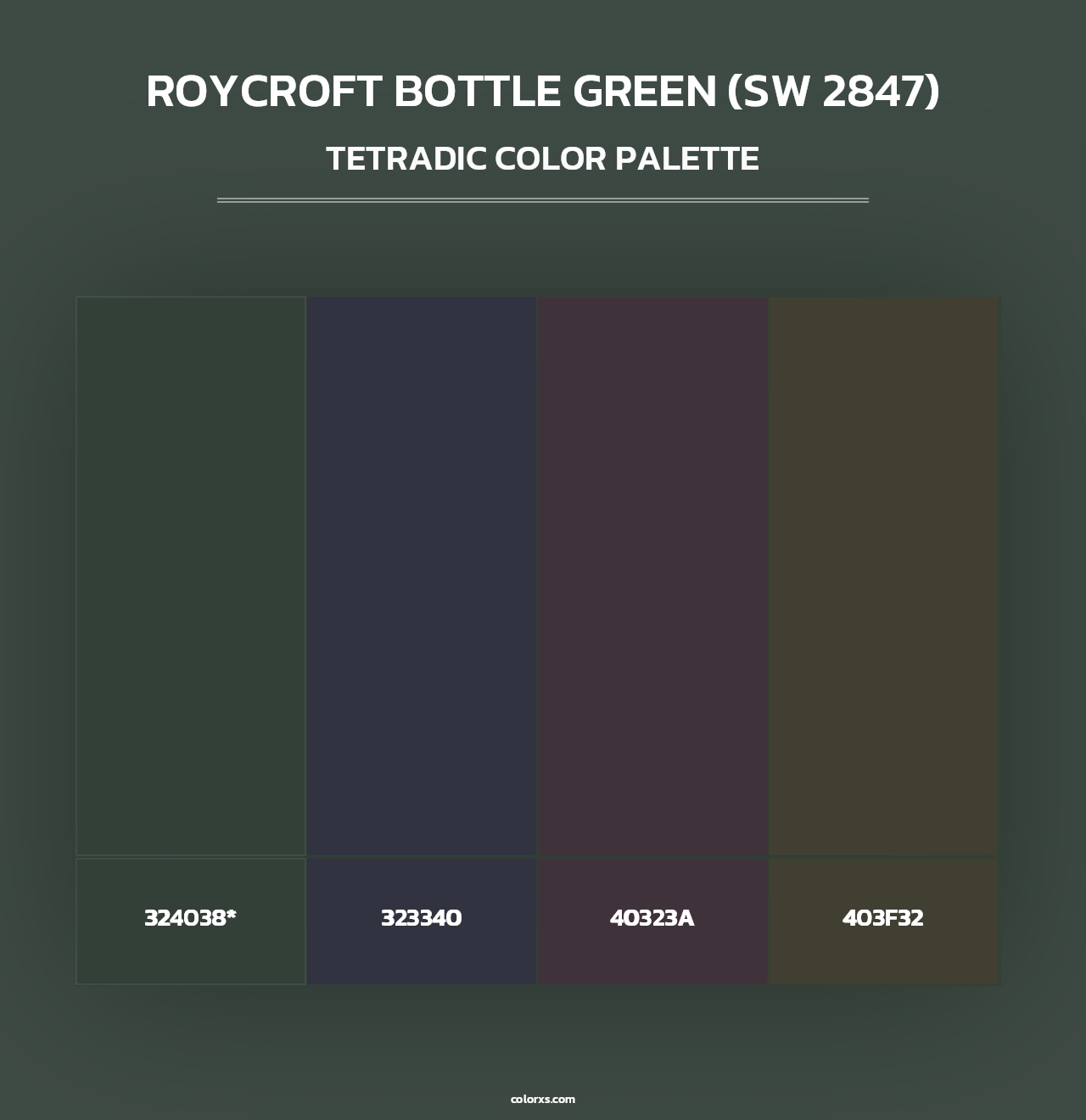 Roycroft Bottle Green (SW 2847) - Tetradic Color Palette