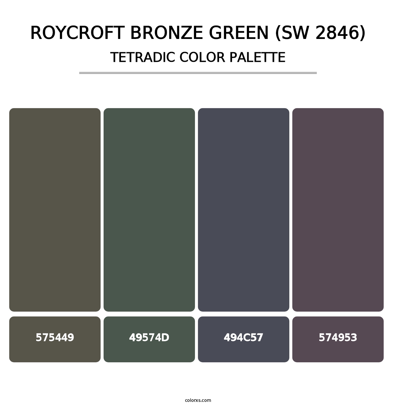 Roycroft Bronze Green (SW 2846) - Tetradic Color Palette