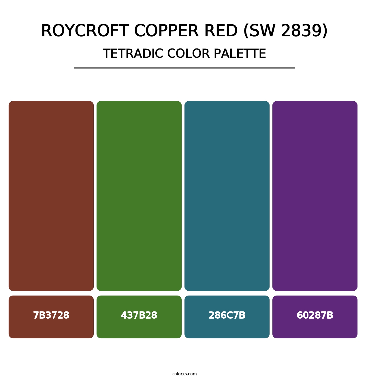 Roycroft Copper Red (SW 2839) - Tetradic Color Palette