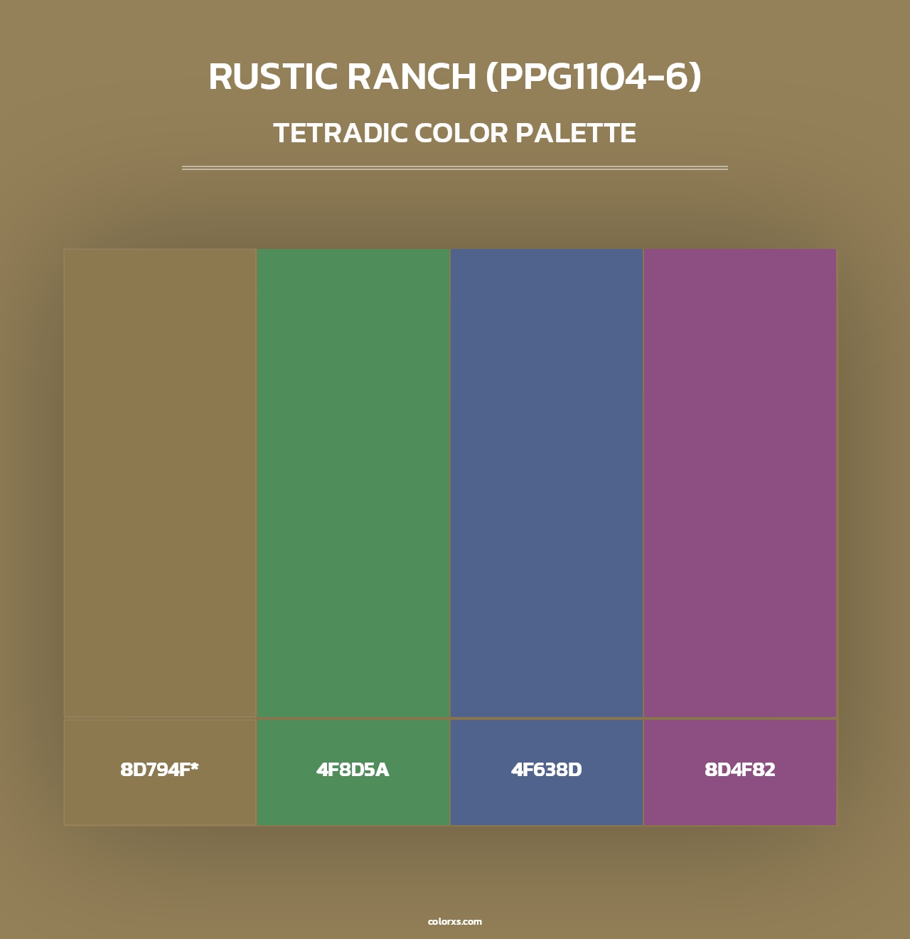 Rustic Ranch (PPG1104-6) - Tetradic Color Palette