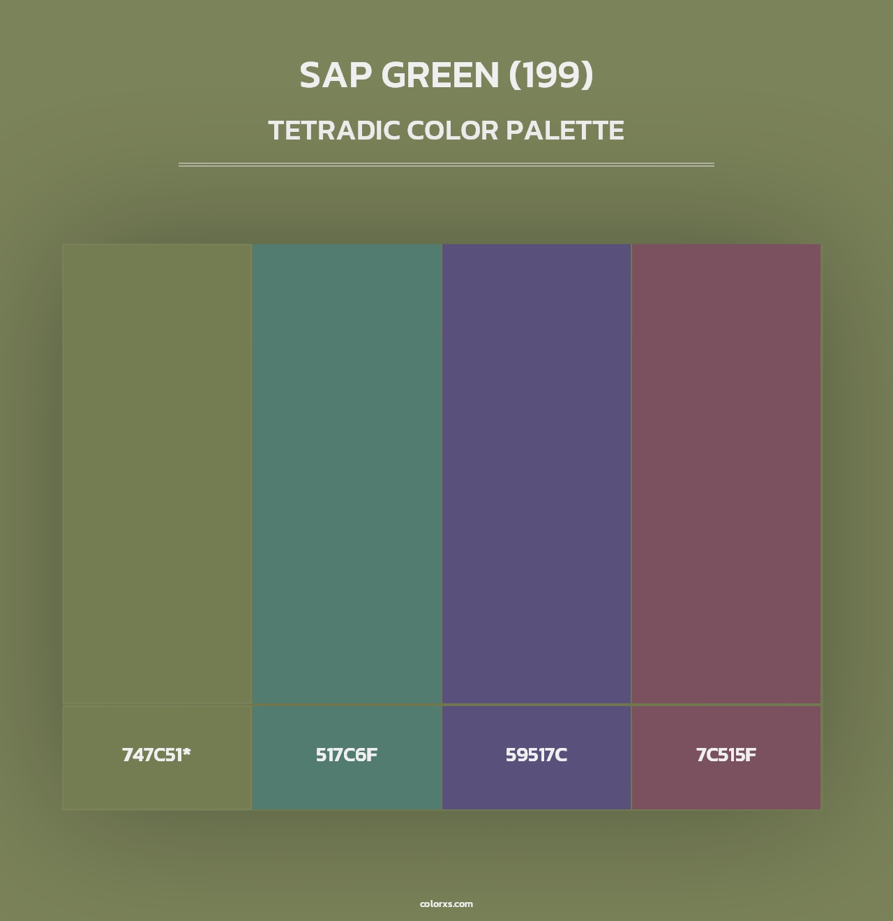 Sap Green (199) - Tetradic Color Palette