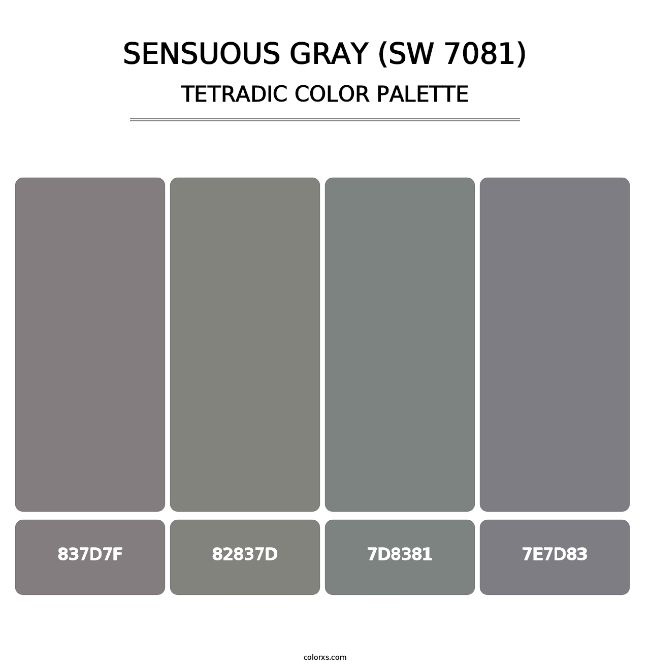 Sensuous Gray (SW 7081) - Tetradic Color Palette