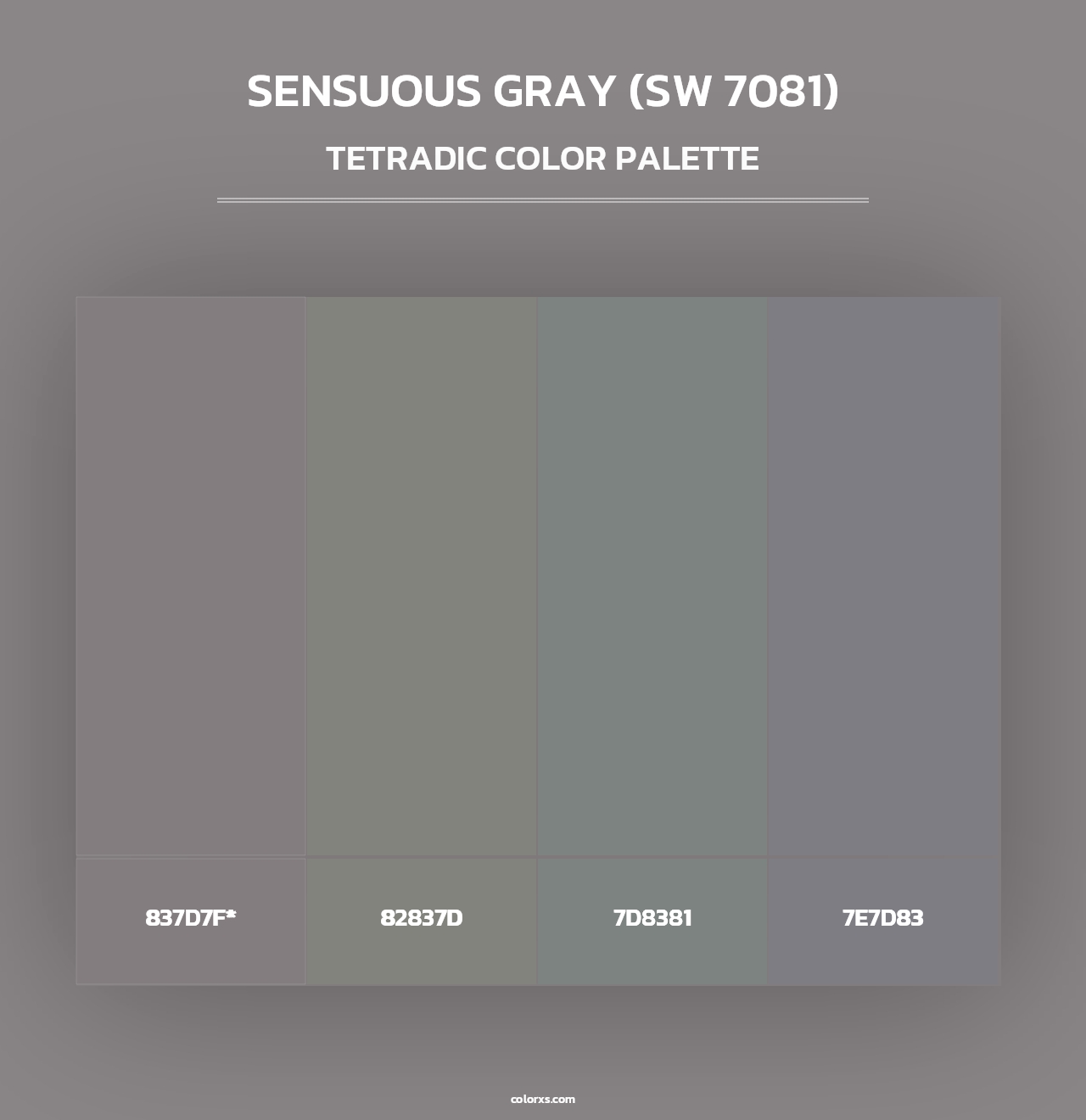 Sensuous Gray (SW 7081) - Tetradic Color Palette