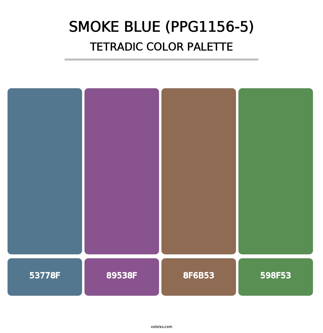Smoke Blue (PPG1156-5) - Tetradic Color Palette