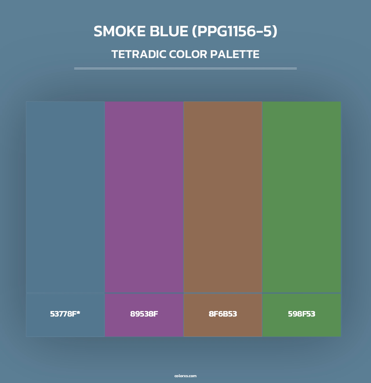 Smoke Blue (PPG1156-5) - Tetradic Color Palette