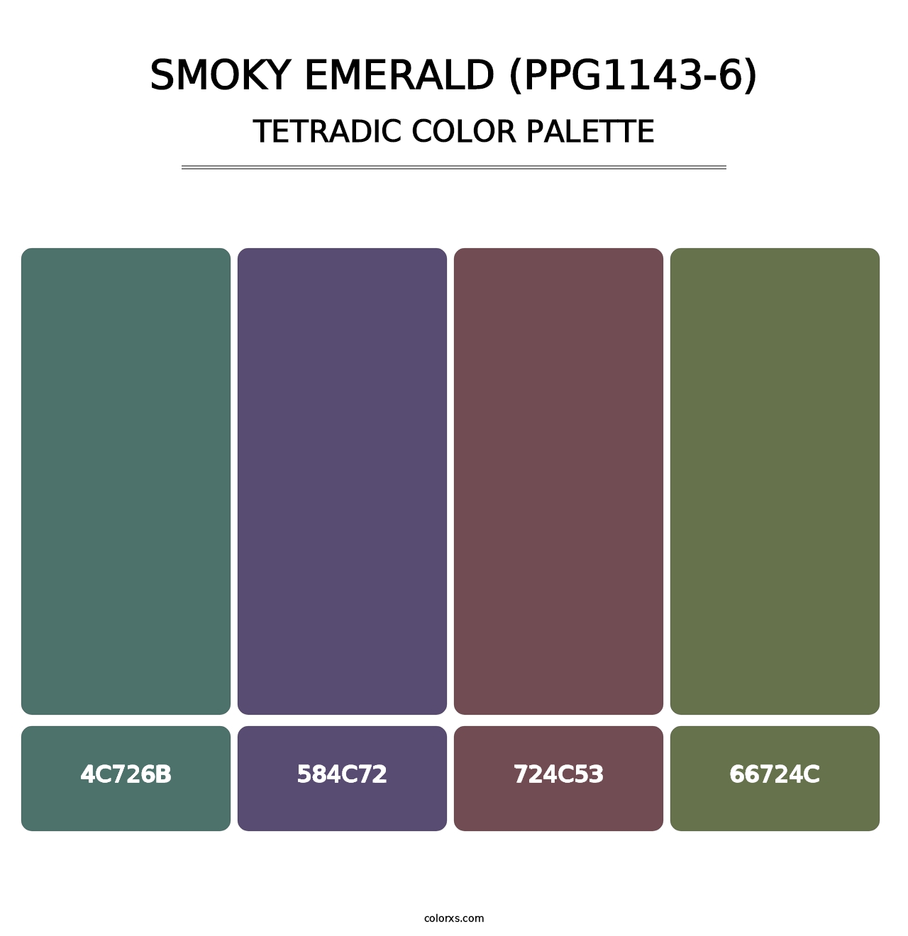 Smoky Emerald (PPG1143-6) - Tetradic Color Palette