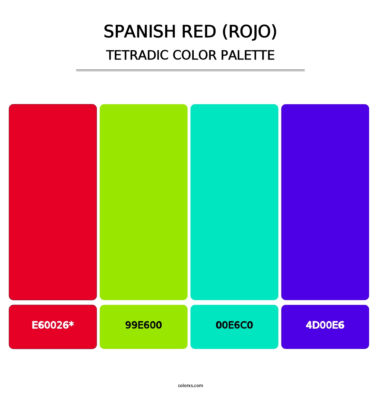 Spanish Red (Rojo) - Tetradic Color Palette