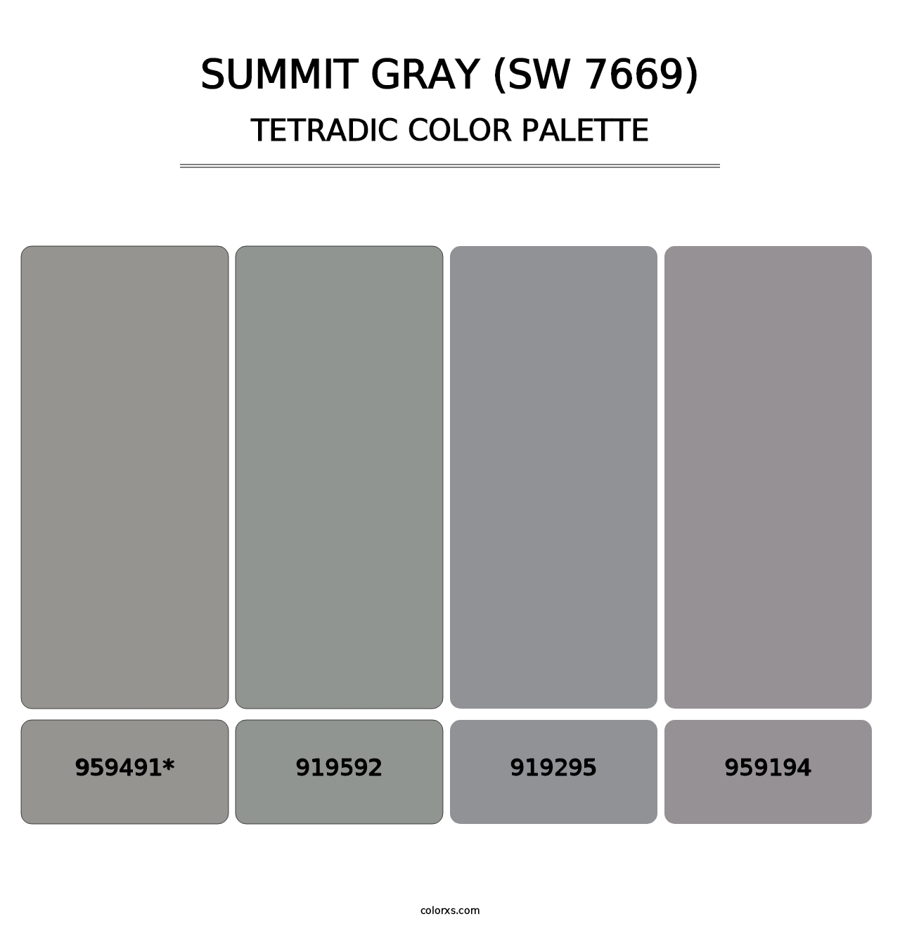 Summit Gray (SW 7669) - Tetradic Color Palette