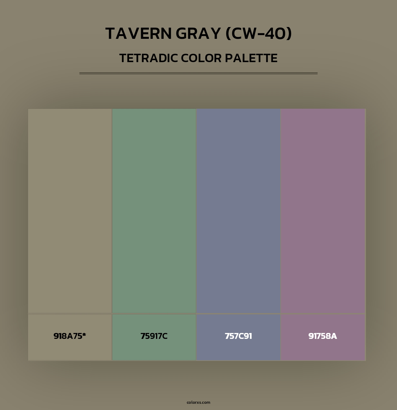 Tavern Gray (CW-40) - Tetradic Color Palette