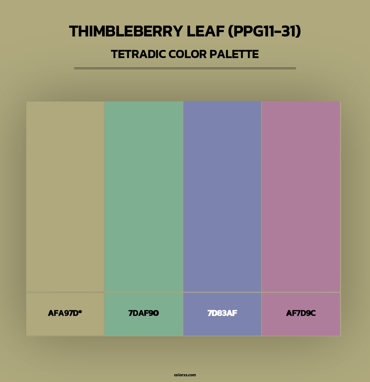 Thimbleberry Leaf (PPG11-31) - Tetradic Color Palette