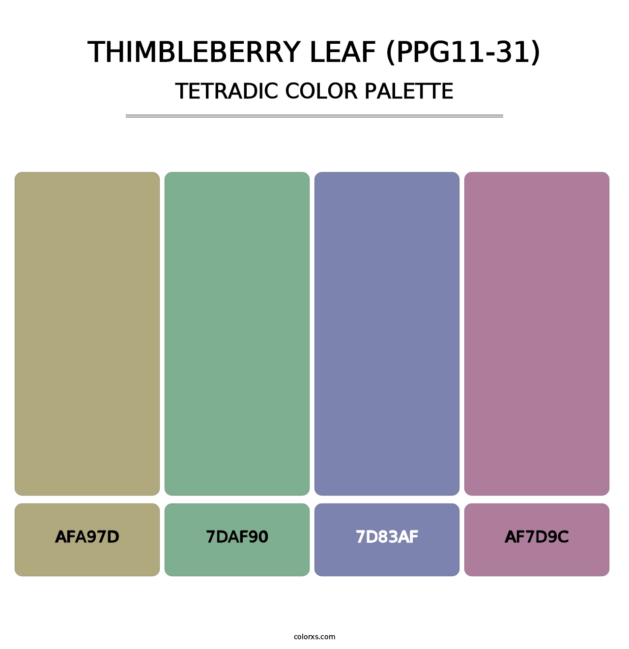 Thimbleberry Leaf (PPG11-31) - Tetradic Color Palette