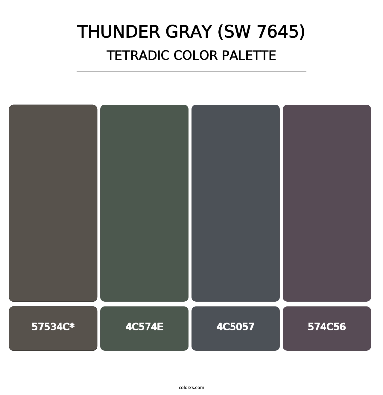 Thunder Gray (SW 7645) - Tetradic Color Palette