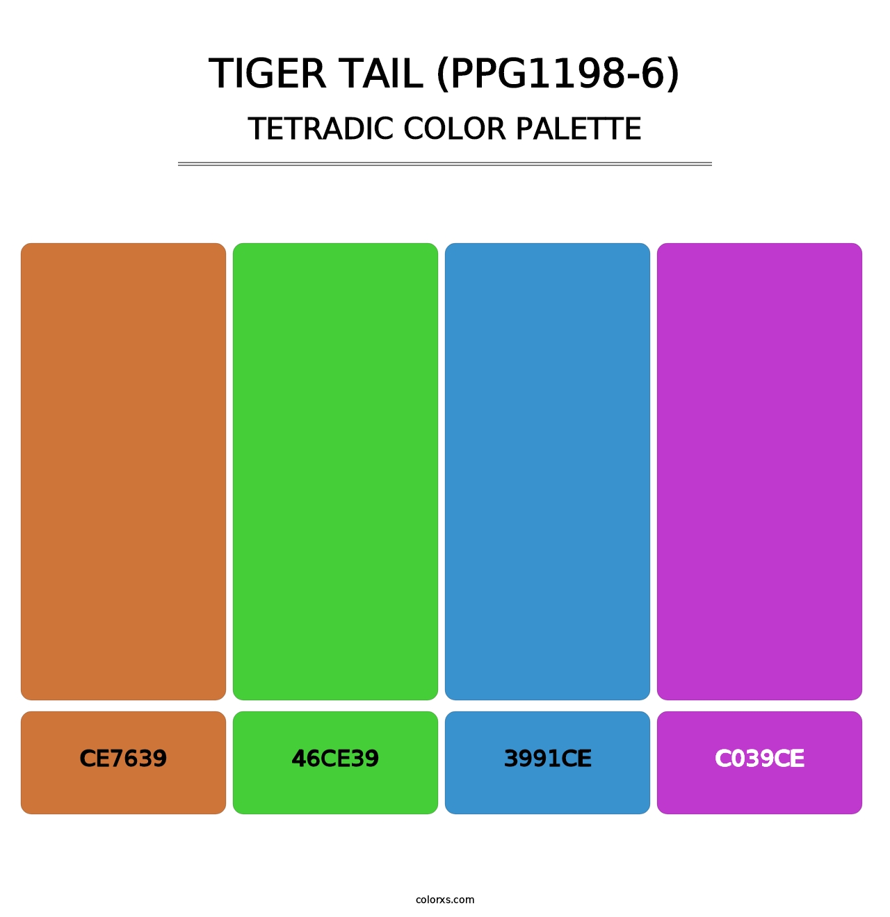 Tiger Tail (PPG1198-6) - Tetradic Color Palette
