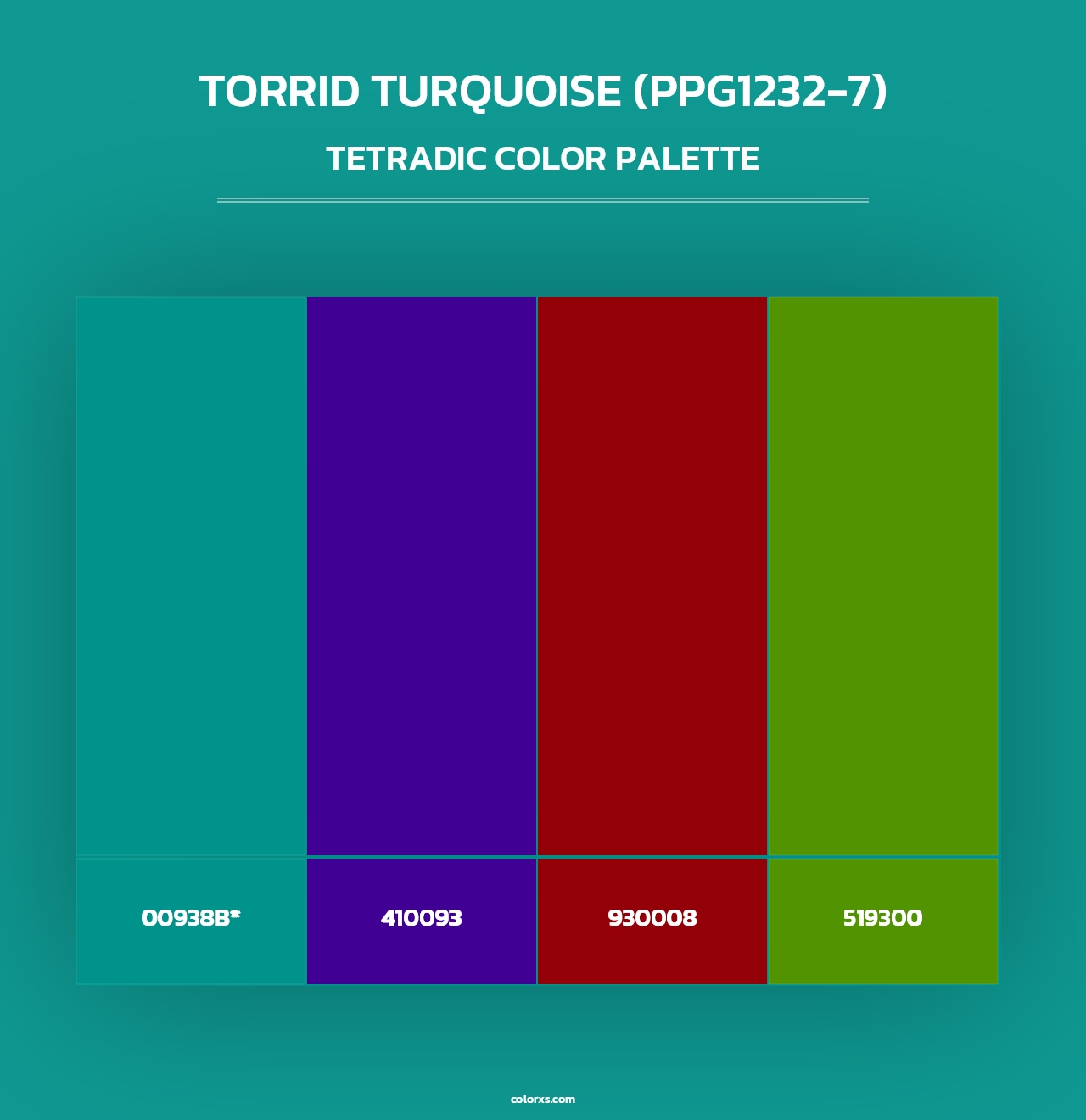 Torrid Turquoise (PPG1232-7) - Tetradic Color Palette