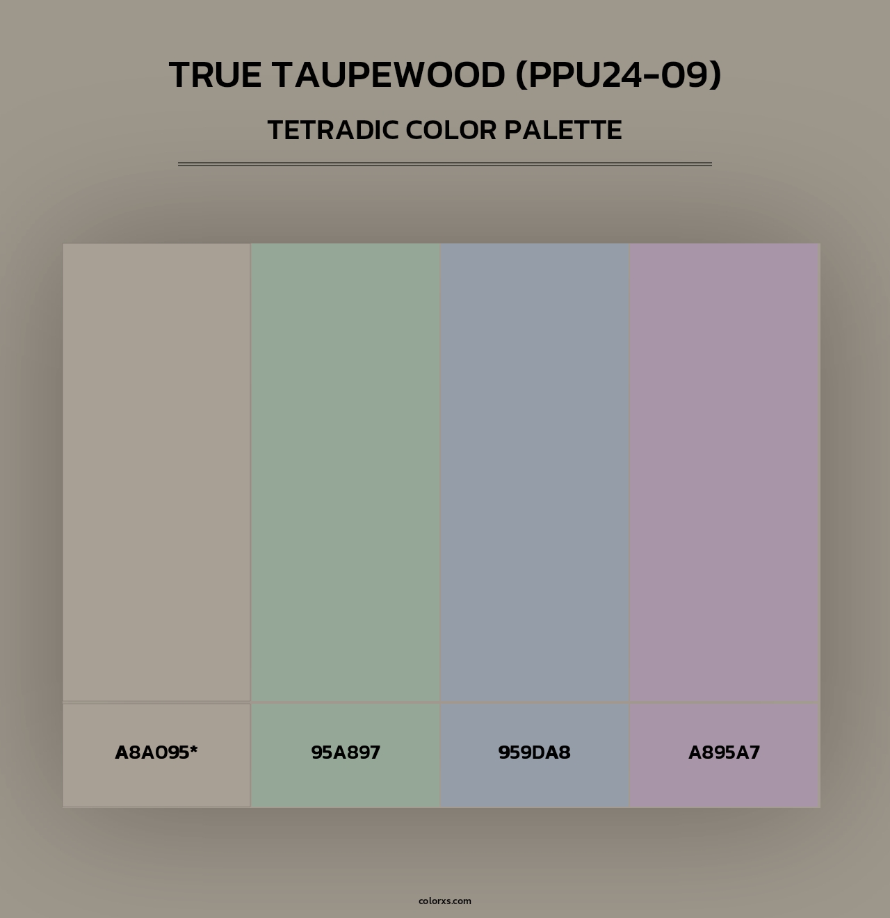 True Taupewood (PPU24-09) - Tetradic Color Palette