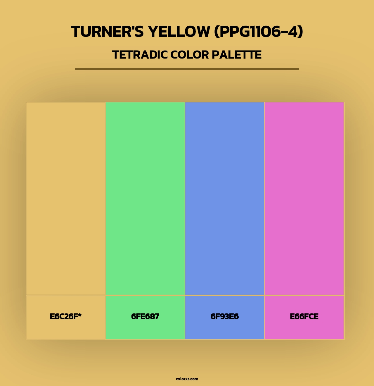 Turner's Yellow (PPG1106-4) - Tetradic Color Palette