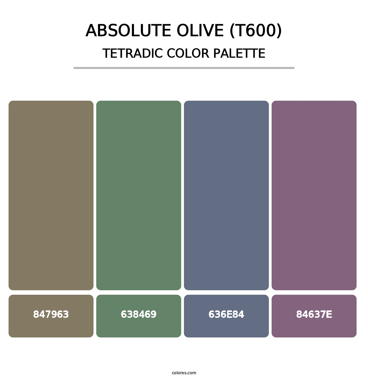 Absolute Olive (T600) - Tetradic Color Palette