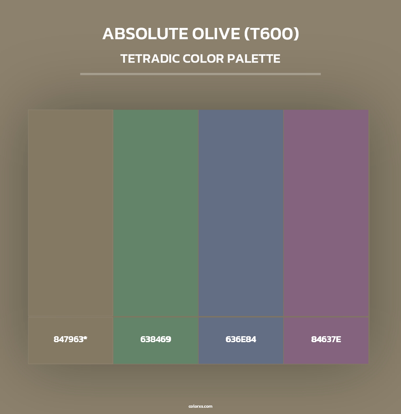 Absolute Olive (T600) - Tetradic Color Palette