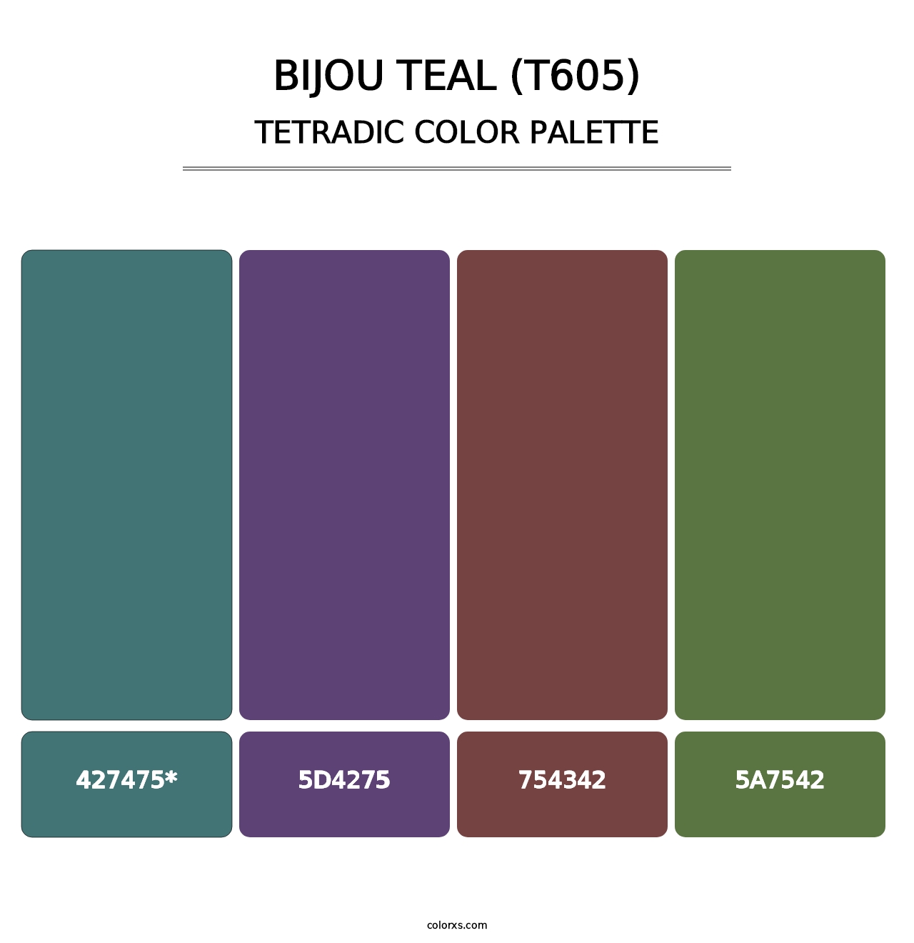 Bijou Teal (T605) - Tetradic Color Palette