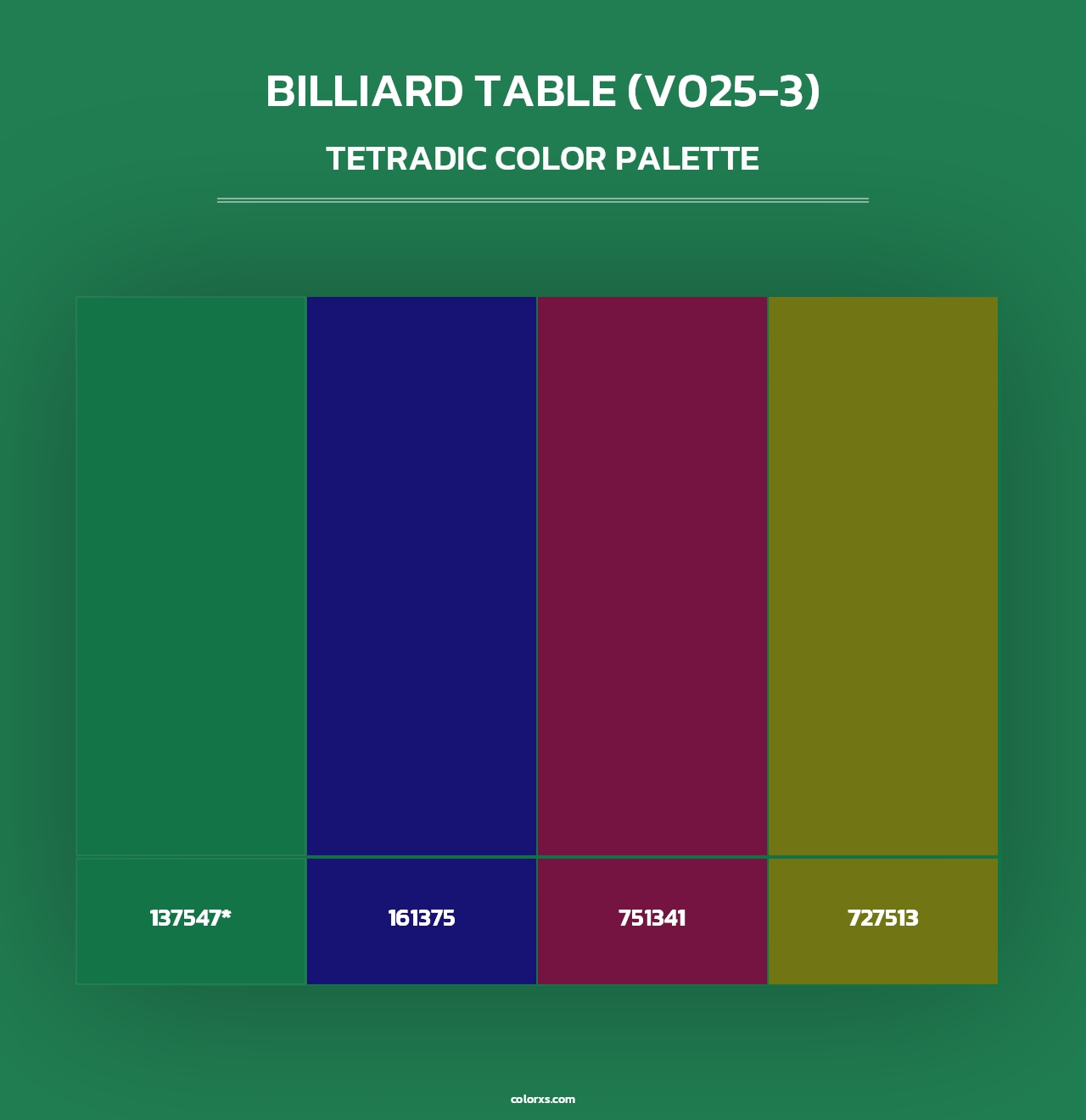 Billiard Table (V025-3) - Tetradic Color Palette