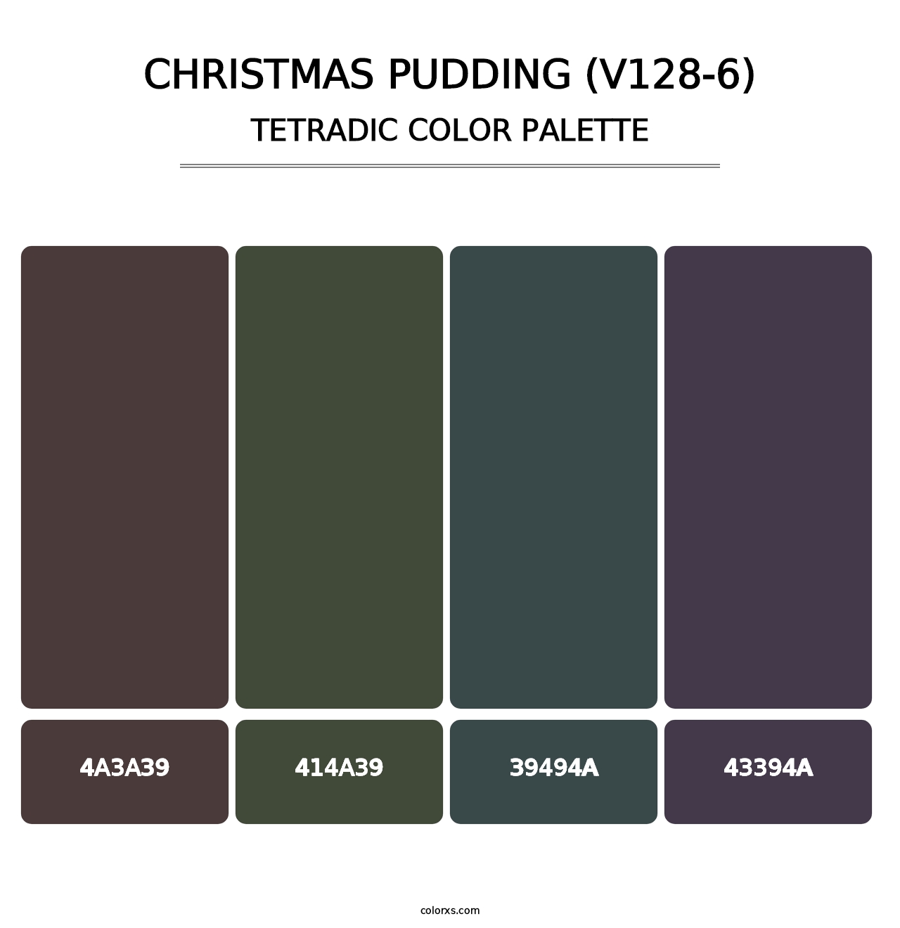 Christmas Pudding (V128-6) - Tetradic Color Palette