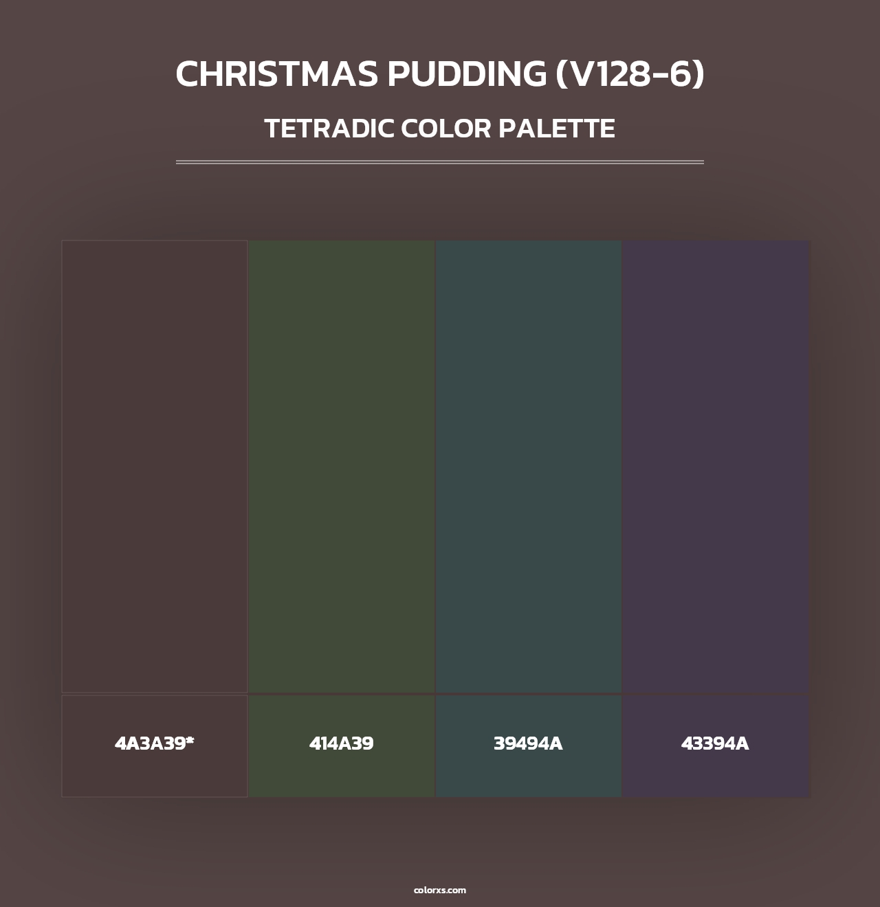 Christmas Pudding (V128-6) - Tetradic Color Palette
