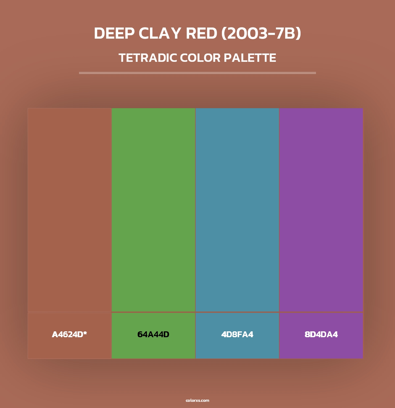Deep Clay Red (2003-7B) - Tetradic Color Palette
