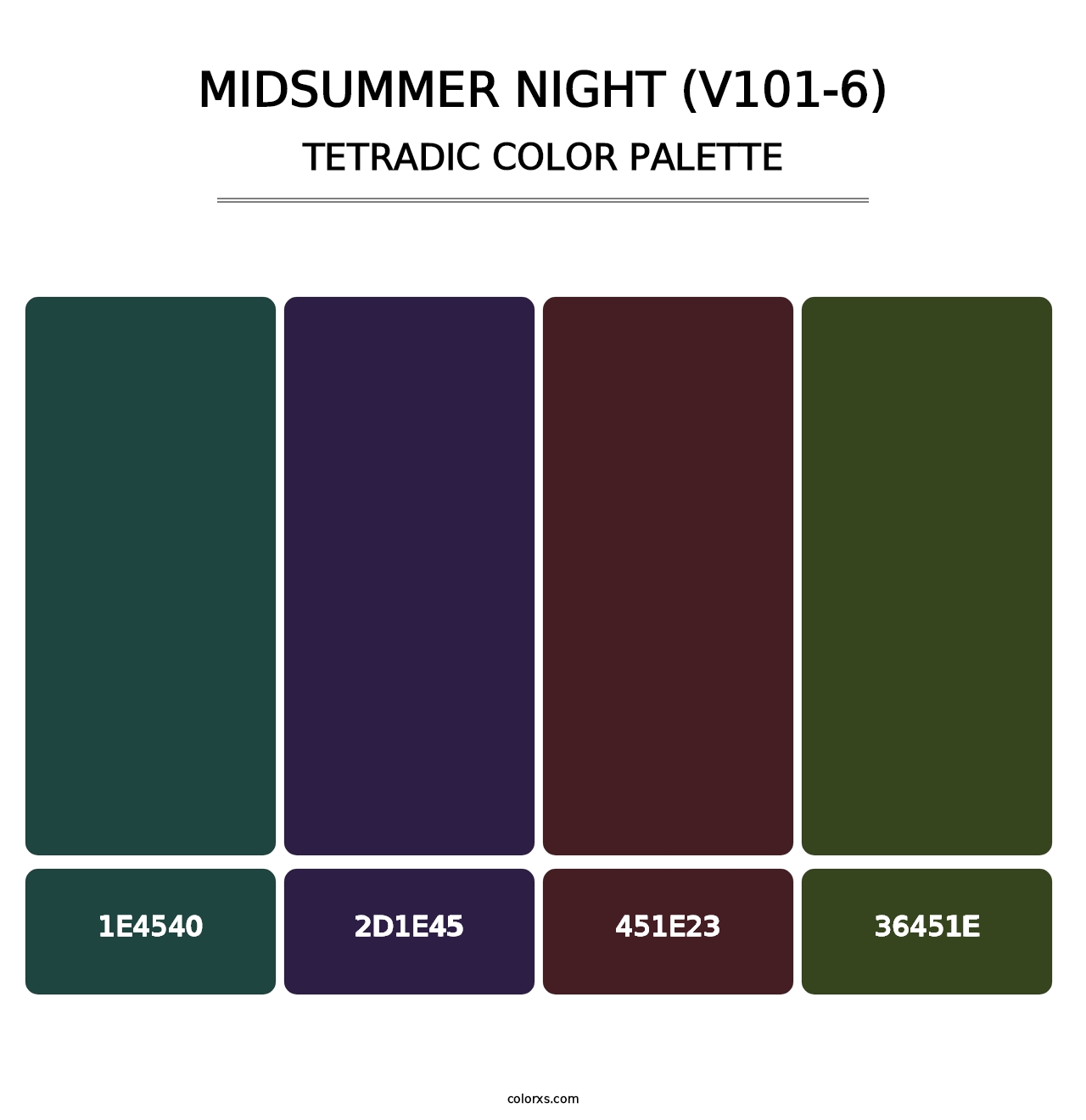 Midsummer Night (V101-6) - Tetradic Color Palette
