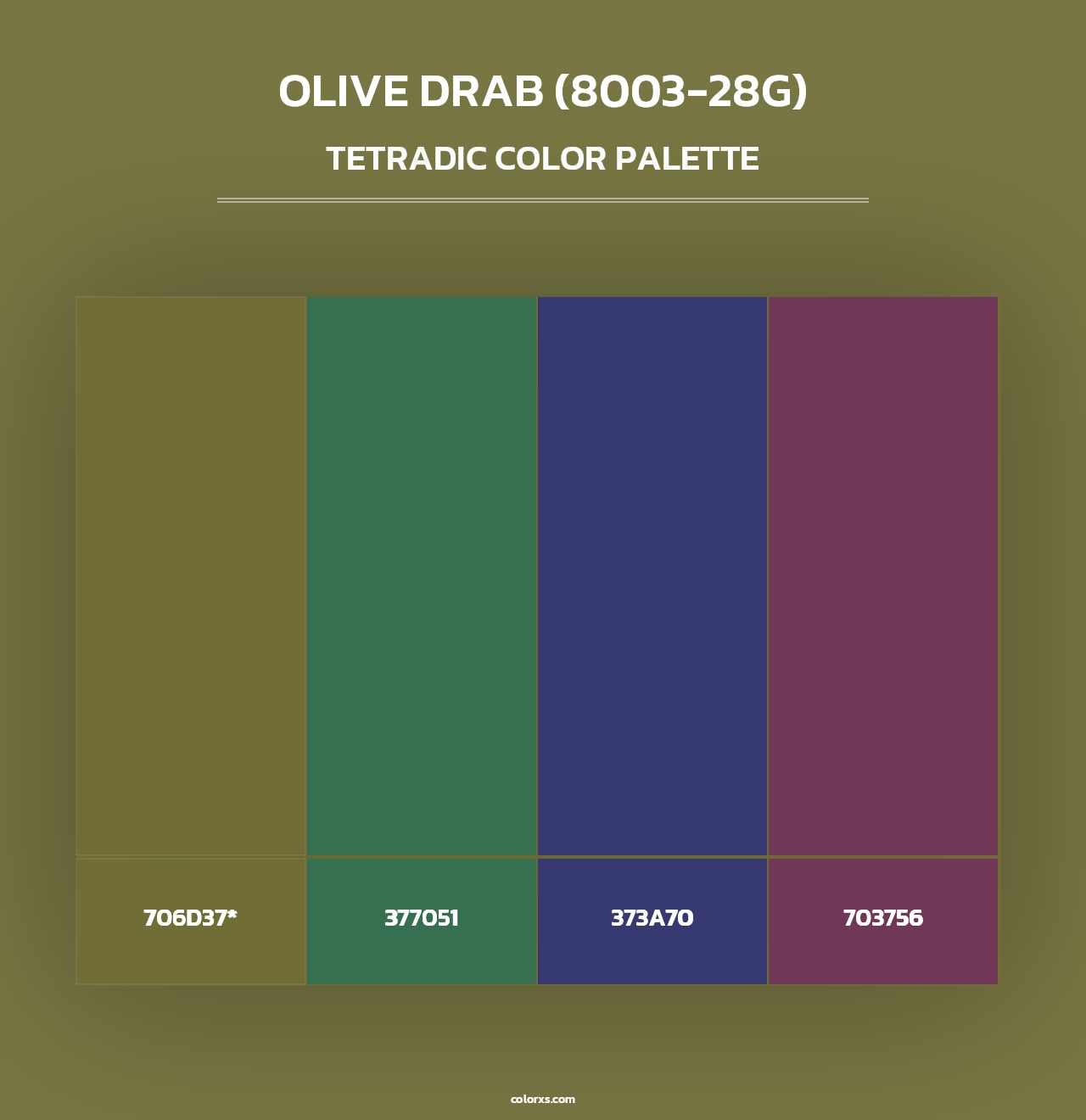 Olive Drab (8003-28G) - Tetradic Color Palette