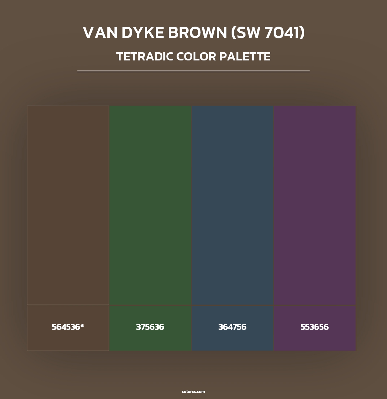 Van Dyke Brown (SW 7041) - Tetradic Color Palette