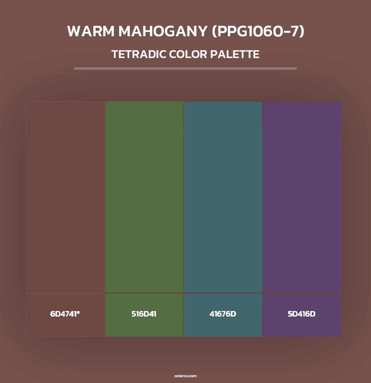 Warm Mahogany (PPG1060-7) - Tetradic Color Palette
