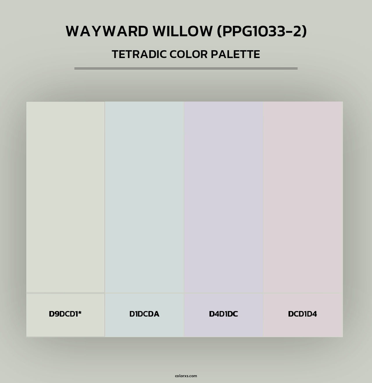 Wayward Willow (PPG1033-2) - Tetradic Color Palette