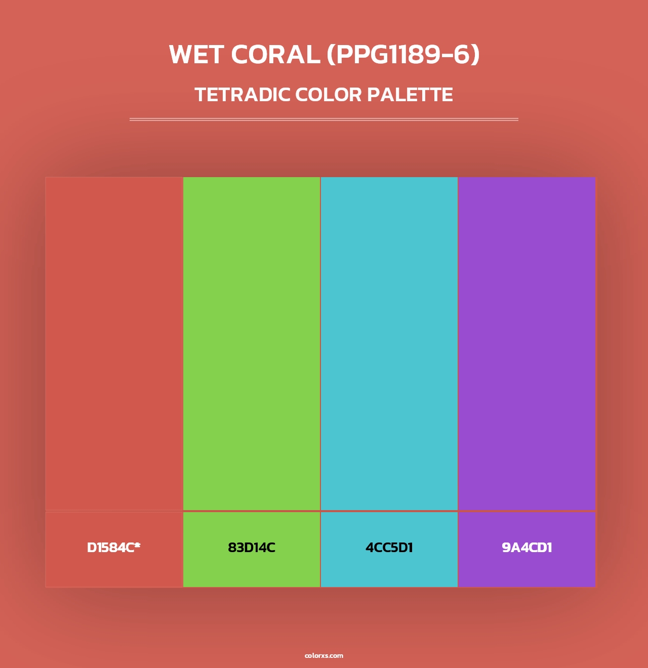 Wet Coral (PPG1189-6) - Tetradic Color Palette