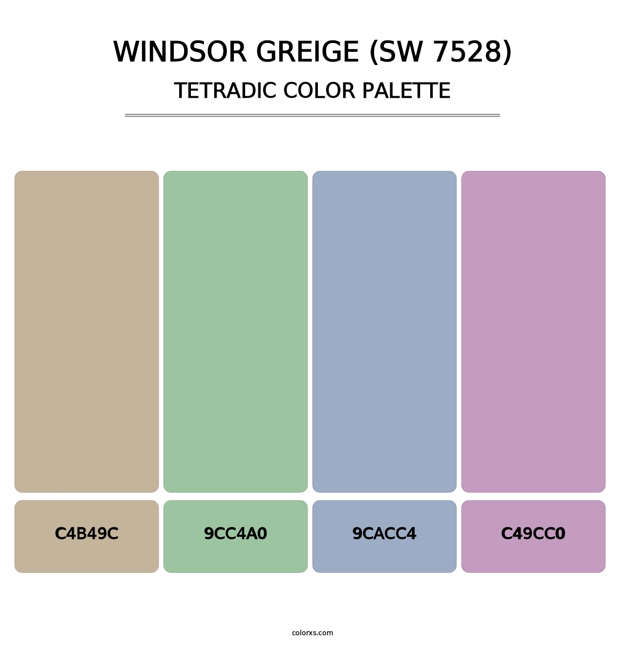 Windsor Greige (SW 7528) - Tetradic Color Palette
