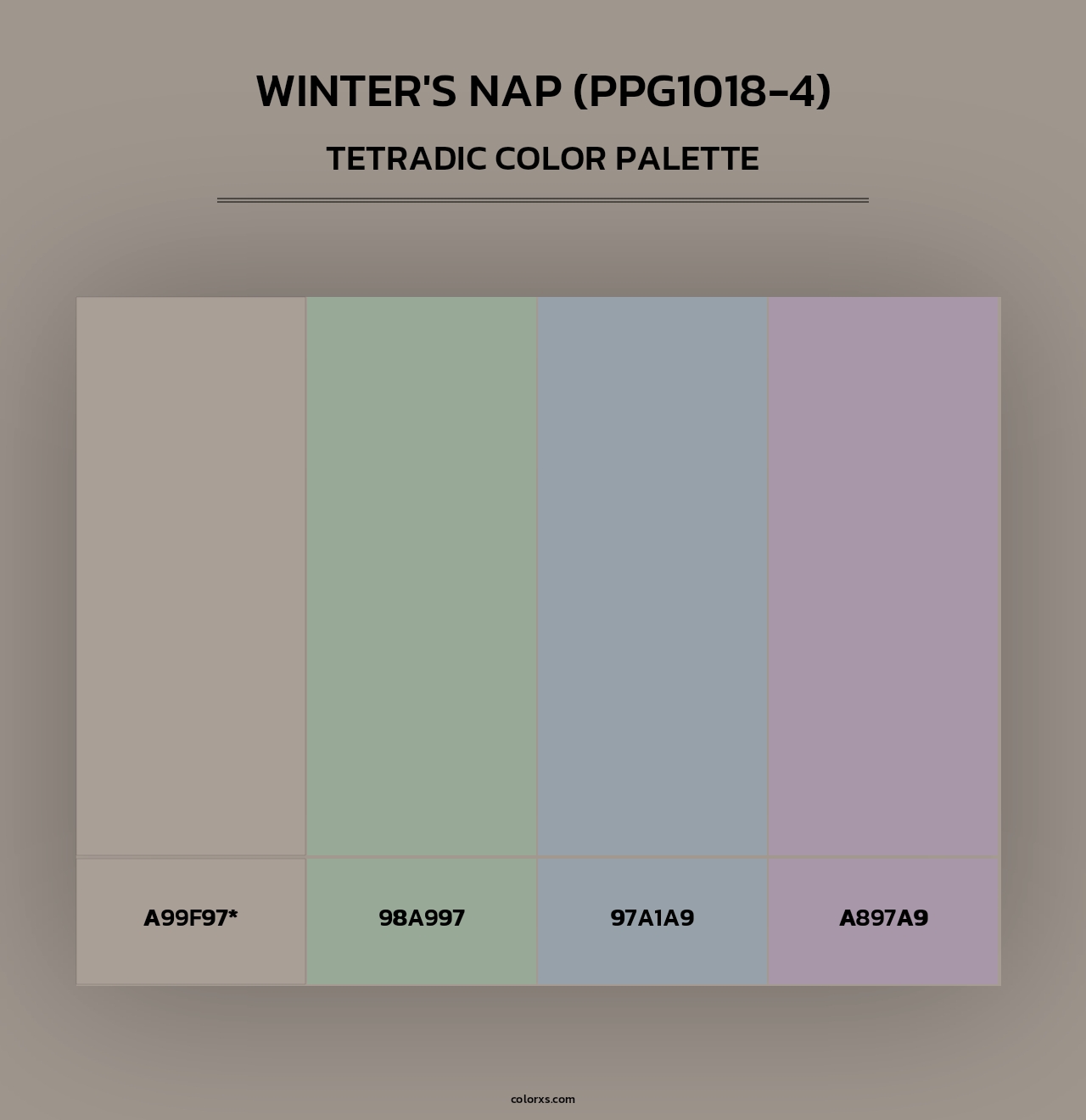 Winter's Nap (PPG1018-4) - Tetradic Color Palette