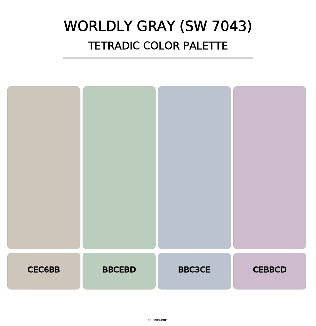 Worldly Gray (SW 7043) - Tetradic Color Palette